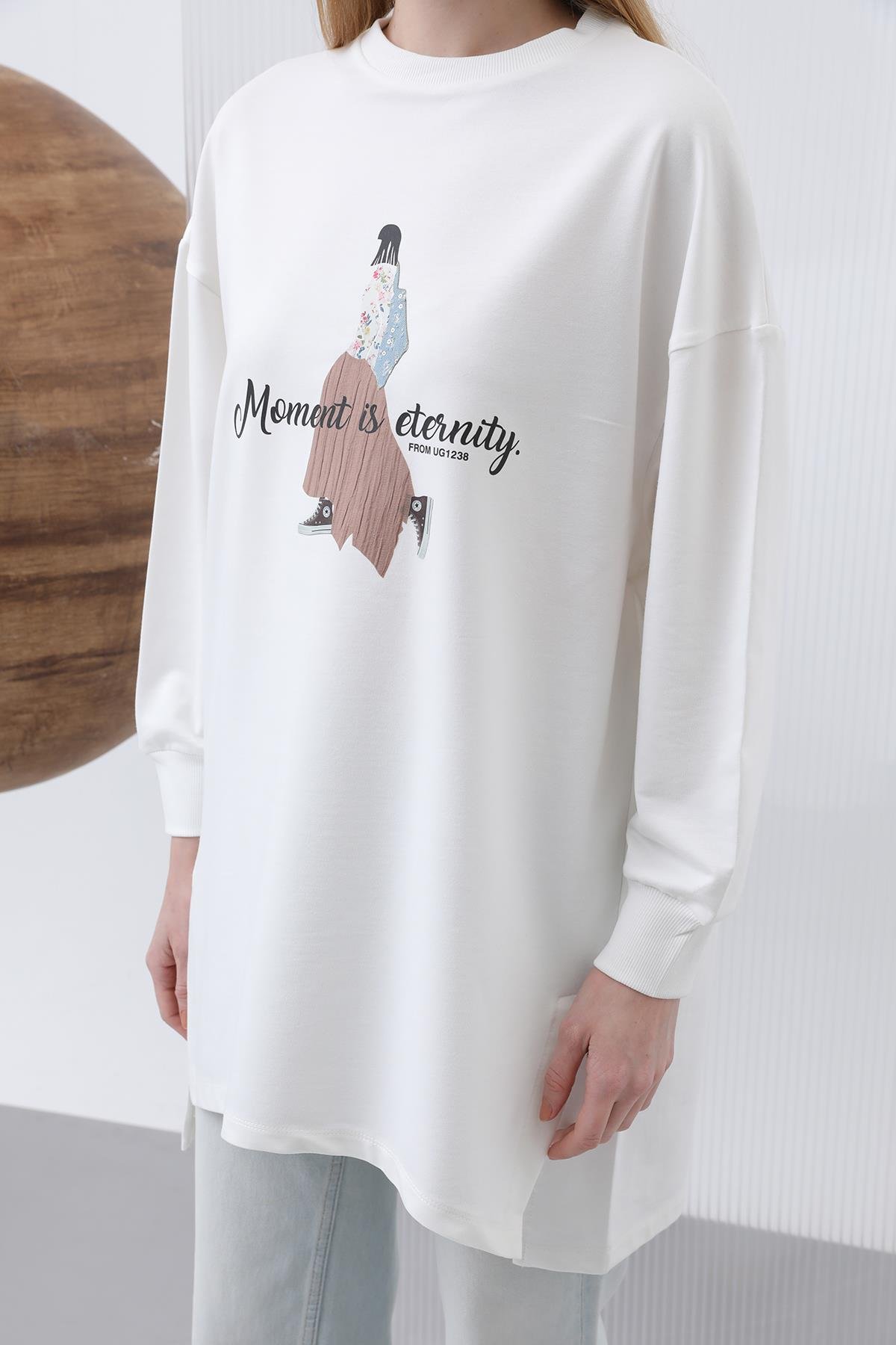 PUANE Moment İs Eternity Yazılı Tunik 10635 - Ekru Moment İs Eternity Yazılı Tunik 10635 - Bilen Giyim Tunik 
