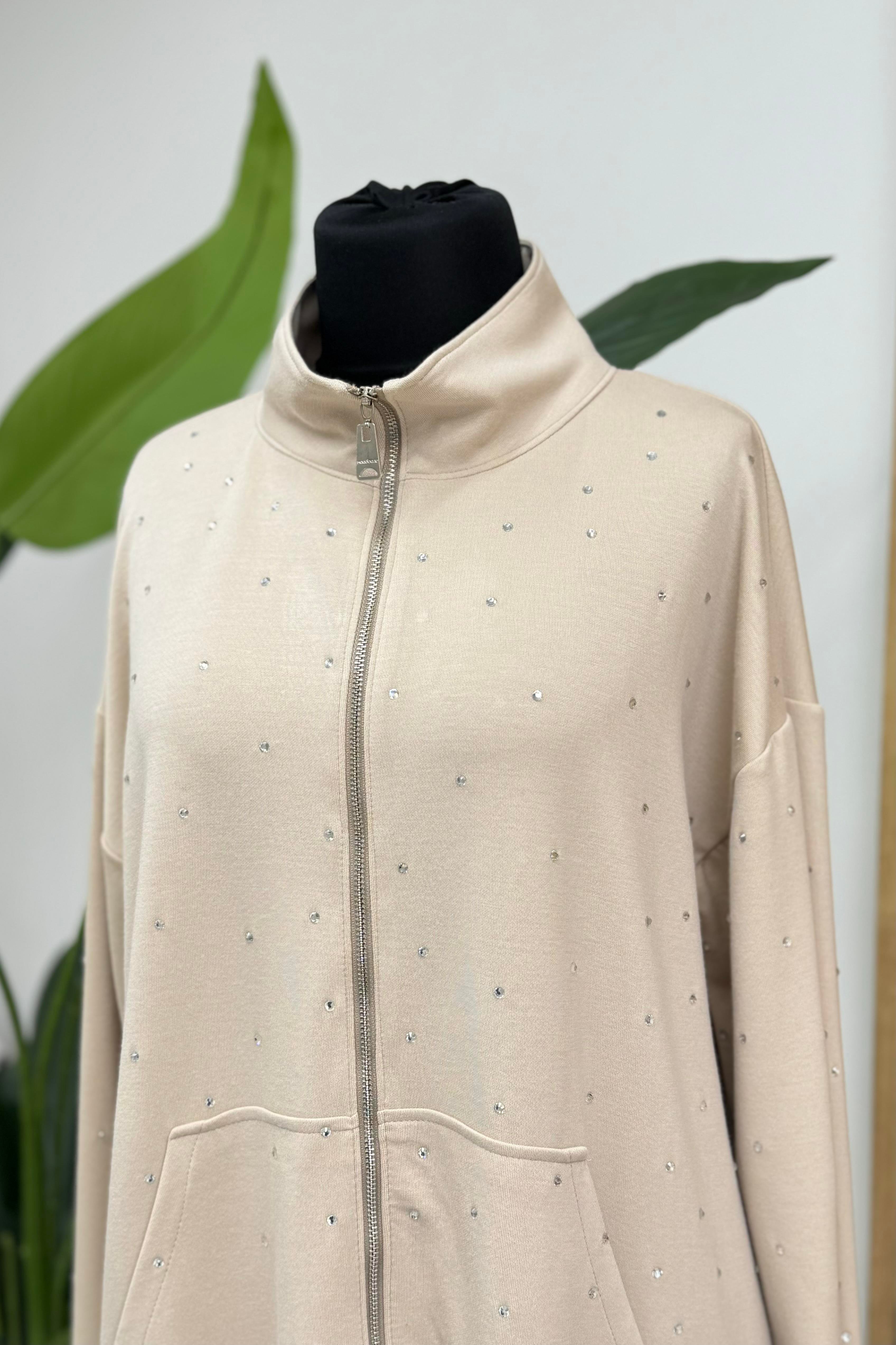 MOODBASİC Moodbasic Mb15.148 Taşlı Fermuarlı Modal Kap - Bej  Kap