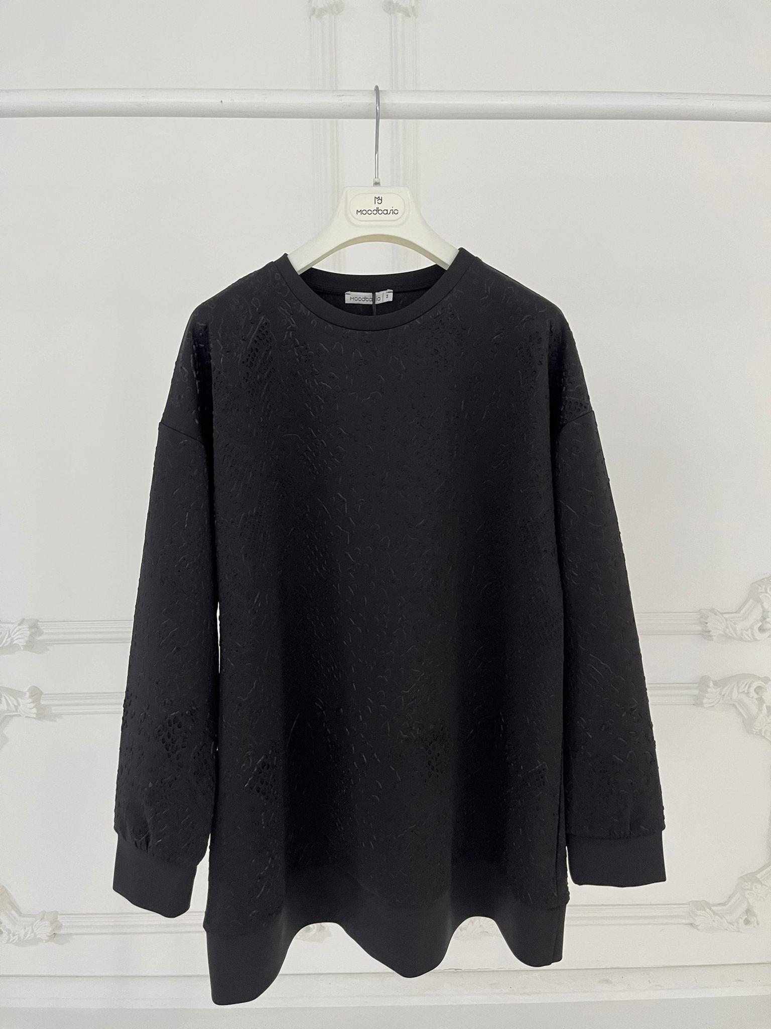 MOODBASİC Moodbasic Mb21.289 Kabartma Desenli Scuba Tunik - Siyah  Tunik 