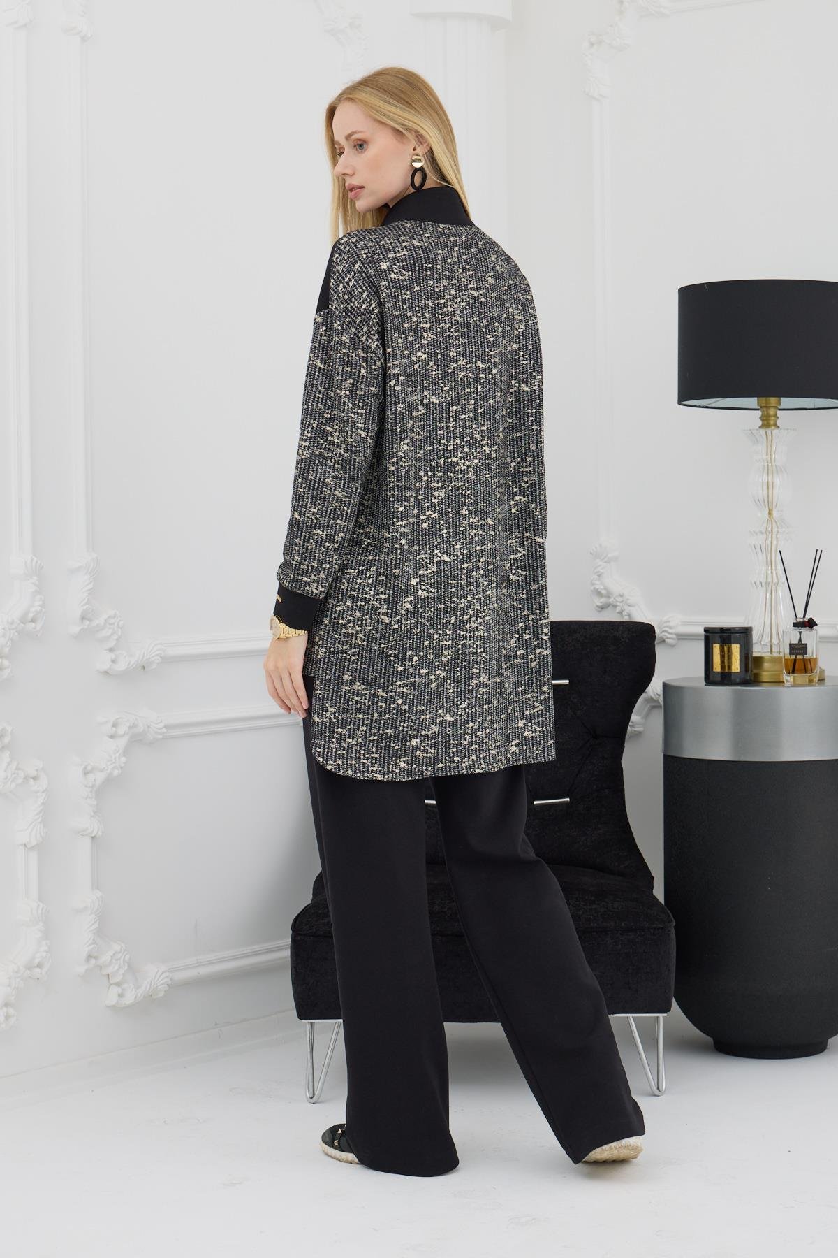 MOODBASİC Moodbasic Mb21.280 Varak Baskılı Triko Tunik - Siyah Moodbasic Mb21.280 Varak Baskılı Triko Tunik - Siyah - Bilen Giyim Tunik 
