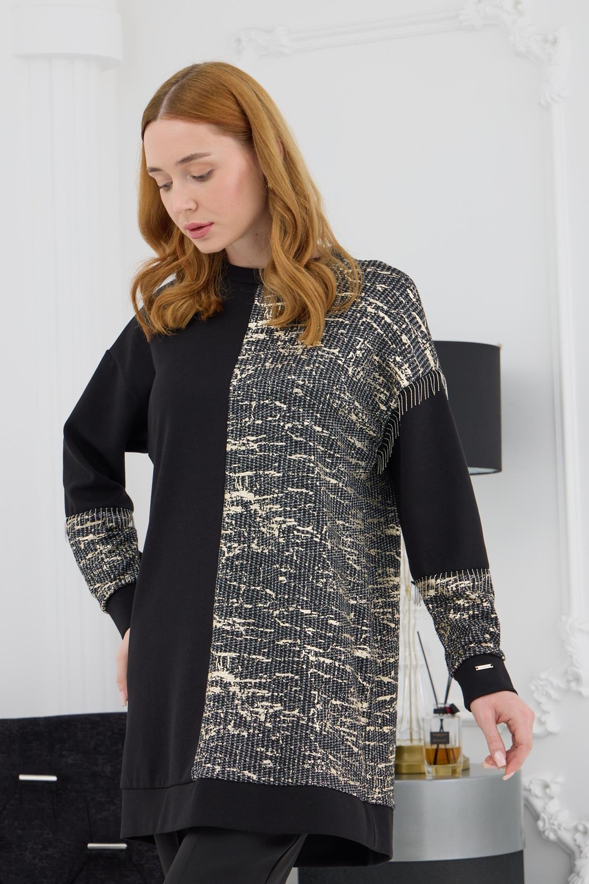 MOODBASİC Moodbasic Mb21.279 Zincir Detaylı Triko Tunik - Siyah Moodbasic Mb21.279 Zincir Detaylı Triko Tunik - Siyah - Bilen Giyim Tunik 