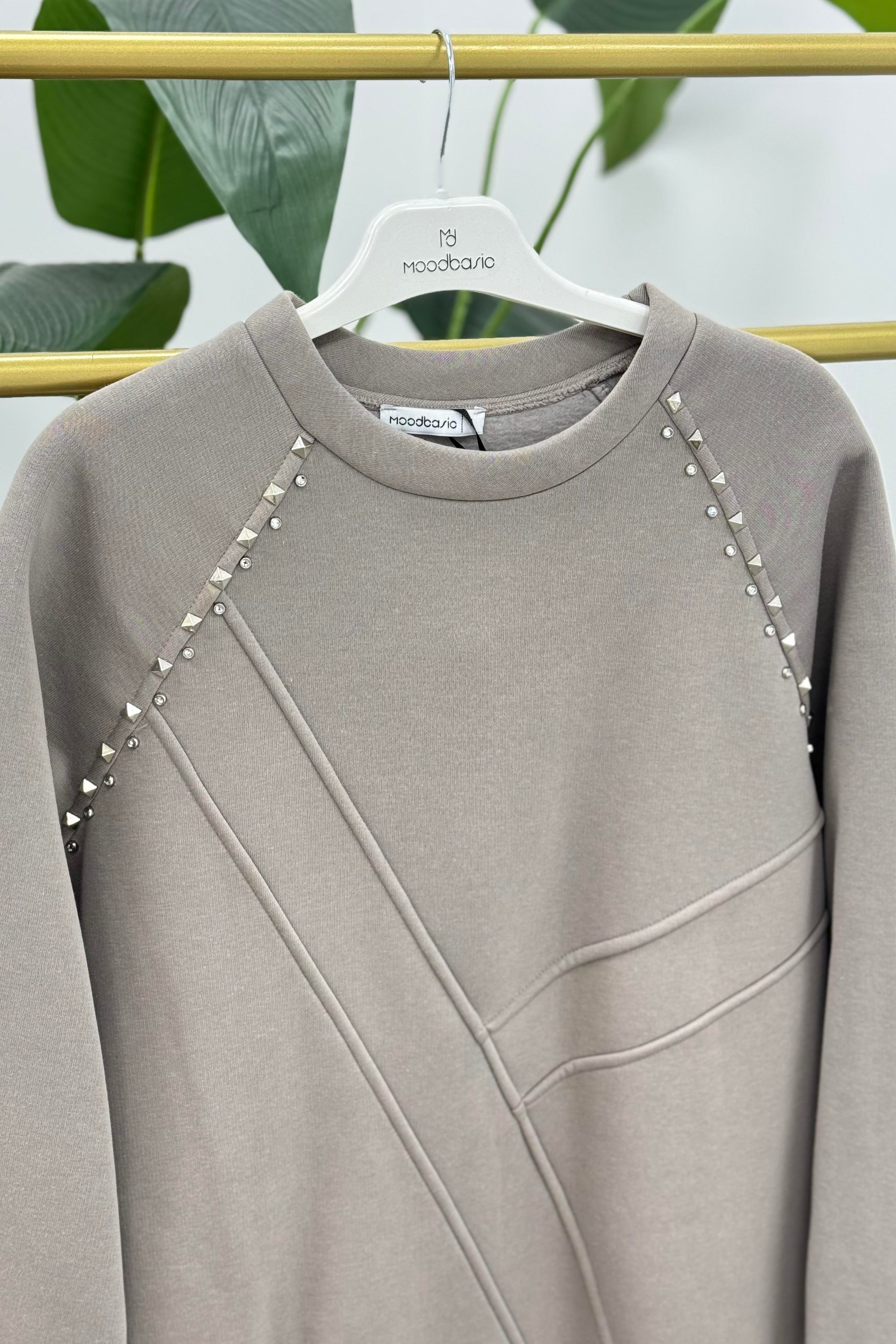 MOODBASİC Moodbasic Mb21.286 İçi Polarlı Zımbalı Tunik - Gri  Tunik 