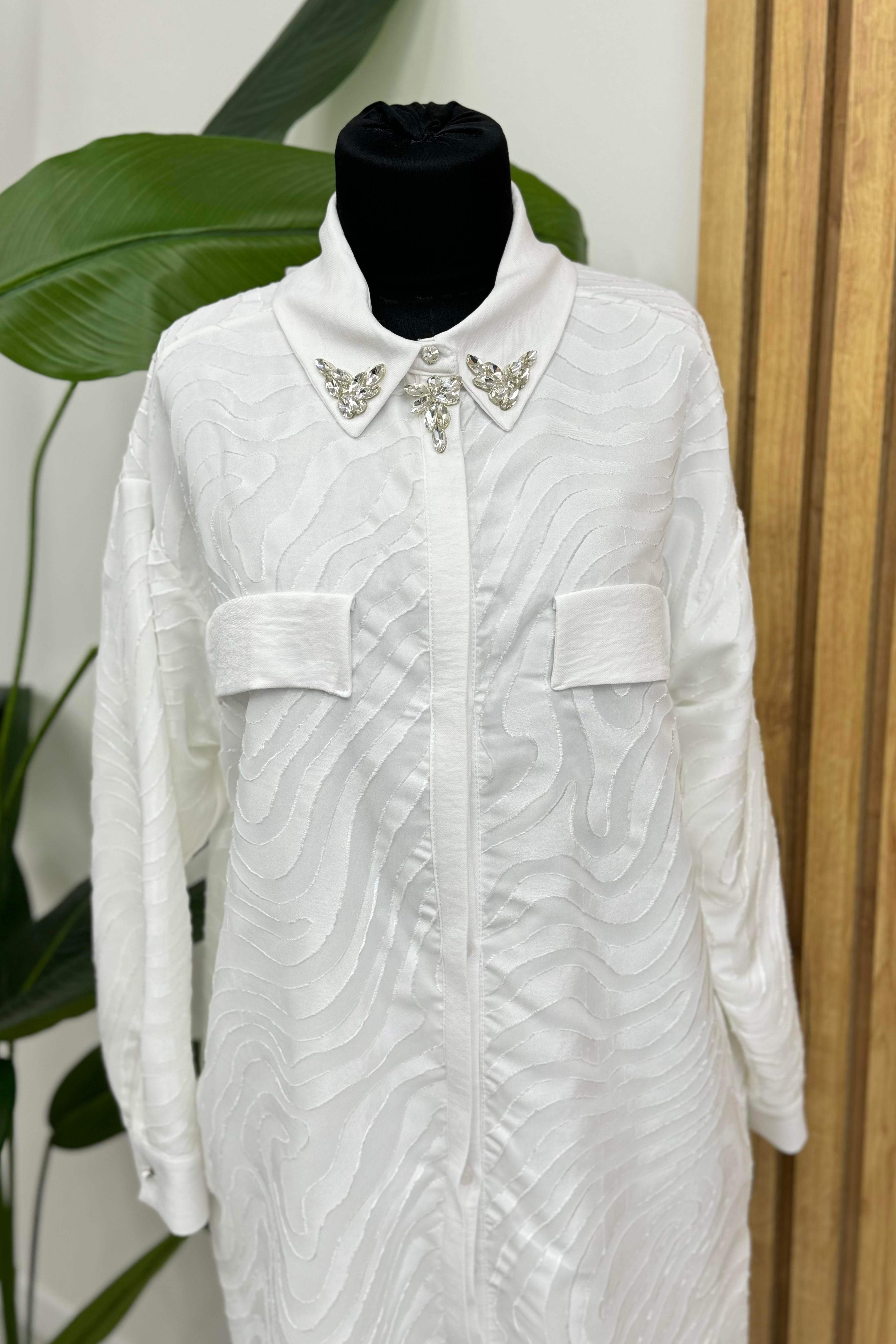 MOODBASİC Moodbasic Mb24.554 Organzeli Taşlı İkili Takım - Ekru  Takım