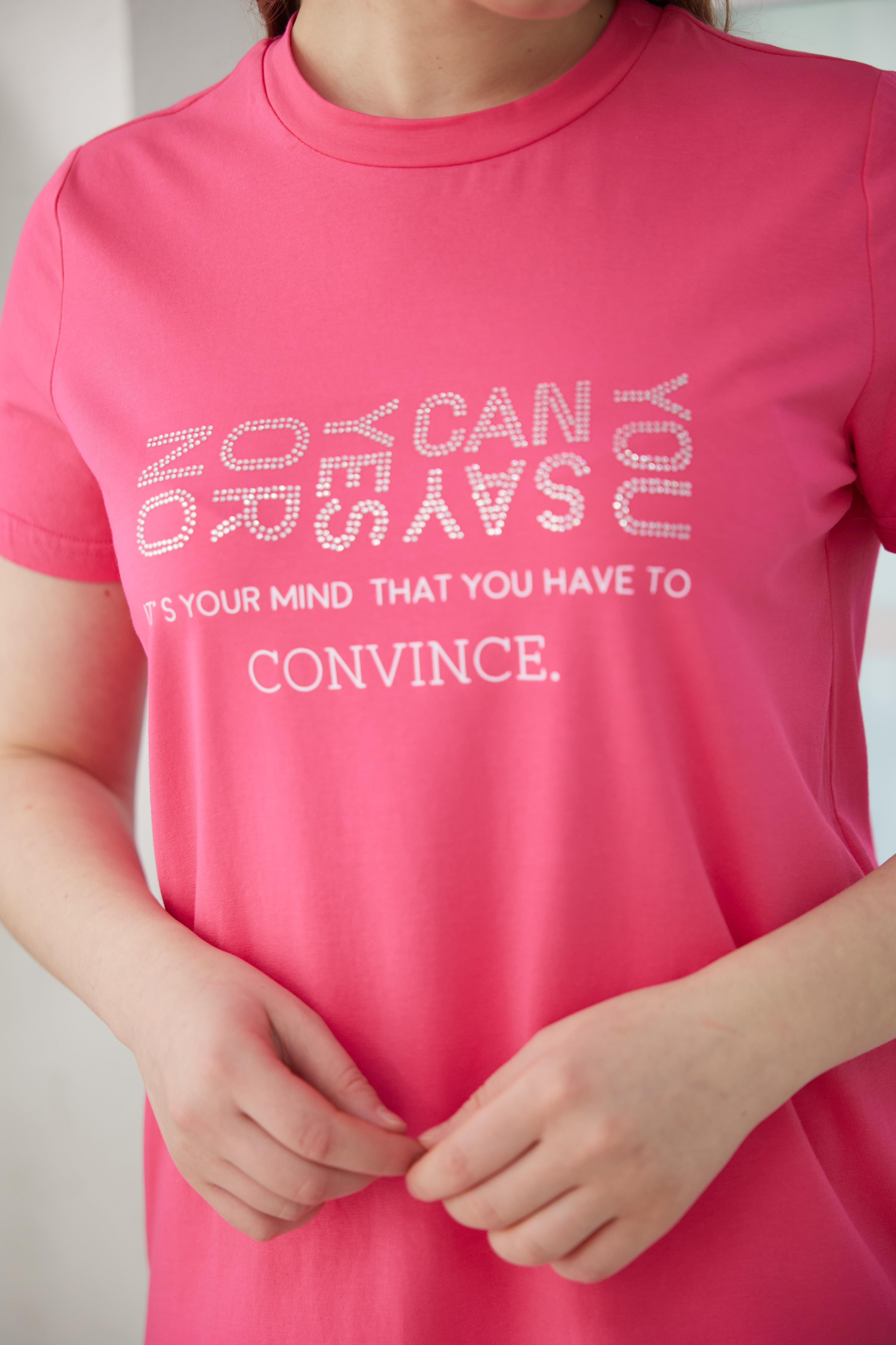 MOODBASİC Moodbasic Mb27.180 Taş Baskılı T-Shirt - Fuşya  T-shirt