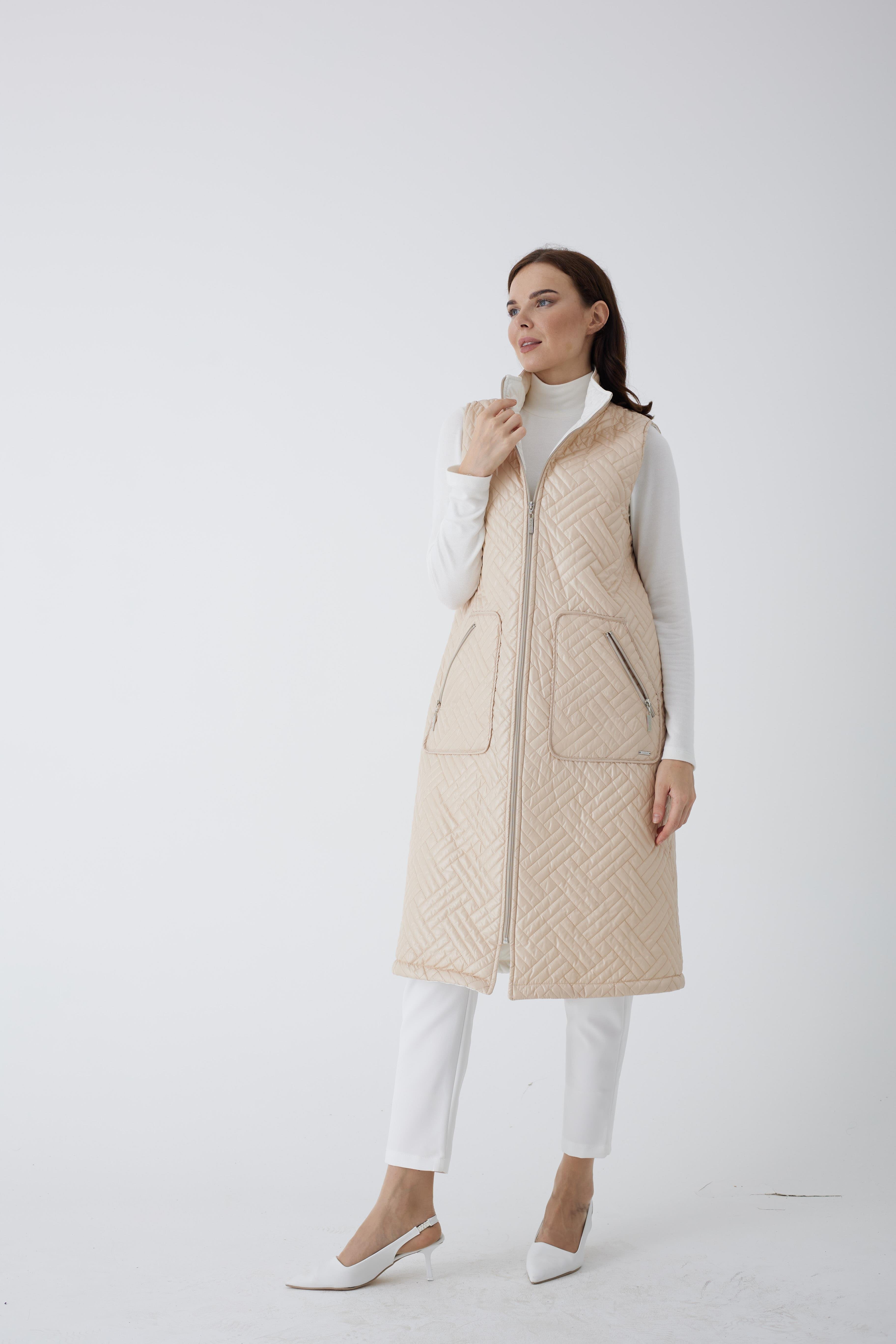 MOODBASİC Moodbasic Mb28.65  Çift Taraflı Uzun Yelek - Bej  Yelek