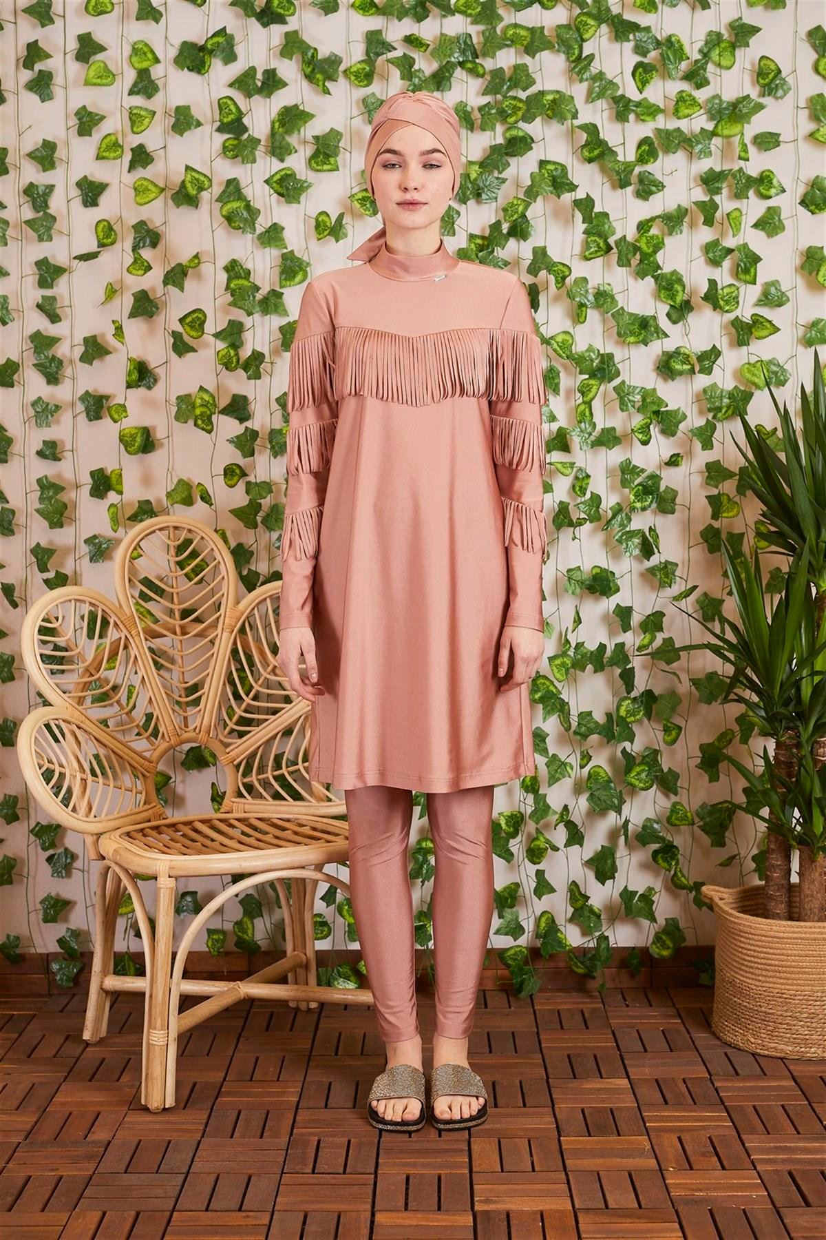 MOODBASİC Moodbasic Sw36.201 Püsküllü Tesettür Mayo - Gül Moodbasic Sw36.201 Püsküllü Tesettür Mayo - Gül Tesettür Mayo MOODBASİC Bilen Giyim Tesettür Mayo