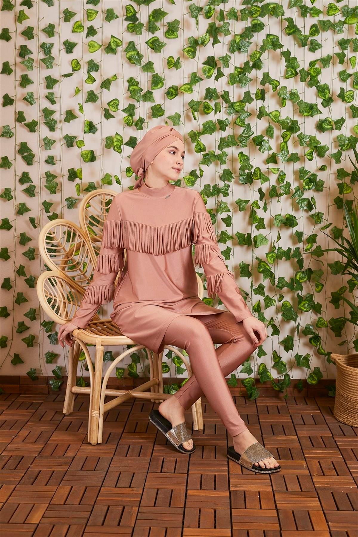 MOODBASİC Moodbasic Sw36.201 Püsküllü Tesettür Mayo - Gül Moodbasic Sw36.201 Püsküllü Tesettür Mayo - Gül Tesettür Mayo MOODBASİC Bilen Giyim Tesettür Mayo