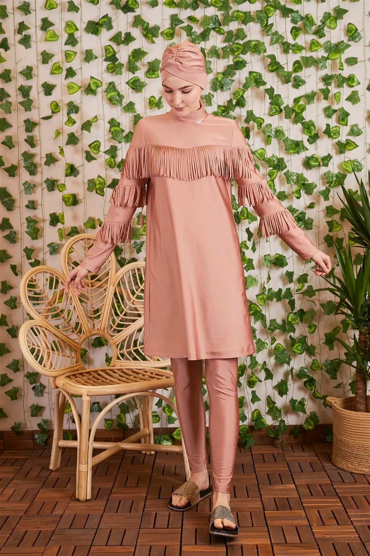 MOODBASİC Moodbasic Sw36.201 Püsküllü Tesettür Mayo - Gül Moodbasic Sw36.201 Püsküllü Tesettür Mayo - Gül Tesettür Mayo MOODBASİC Bilen Giyim Tesettür Mayo