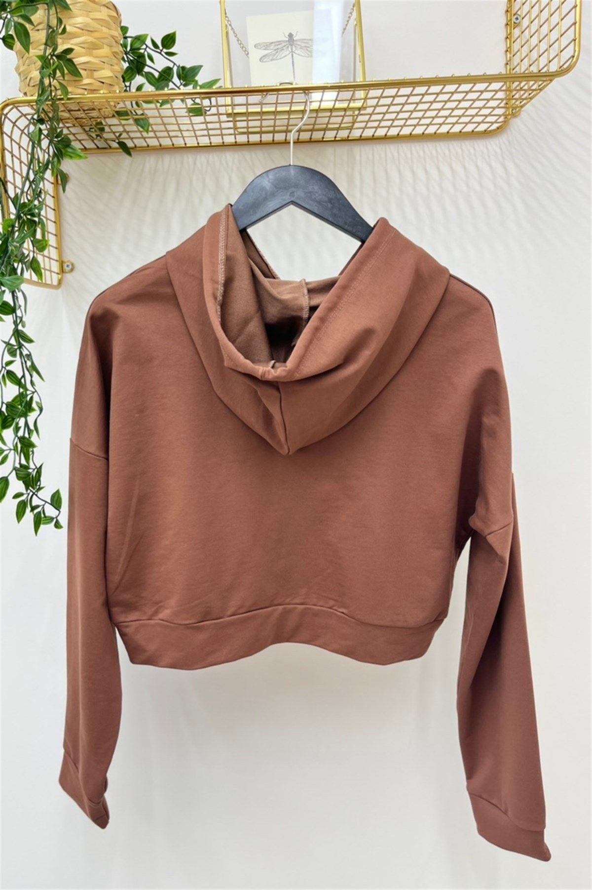 NEVA Crop Model Penye Sweat - 5002 - Kahve  Sweatshirt