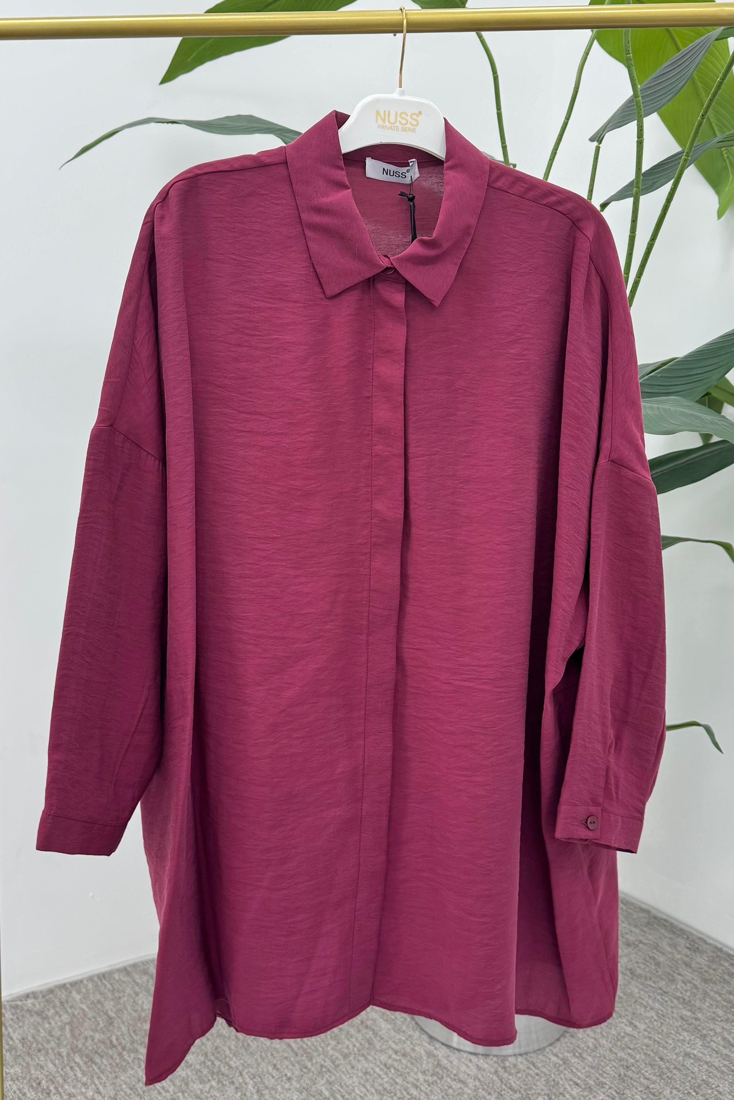 NUSS Nuss 3001 Oversize Basic Gömlek - Ahududu  Tunik 
