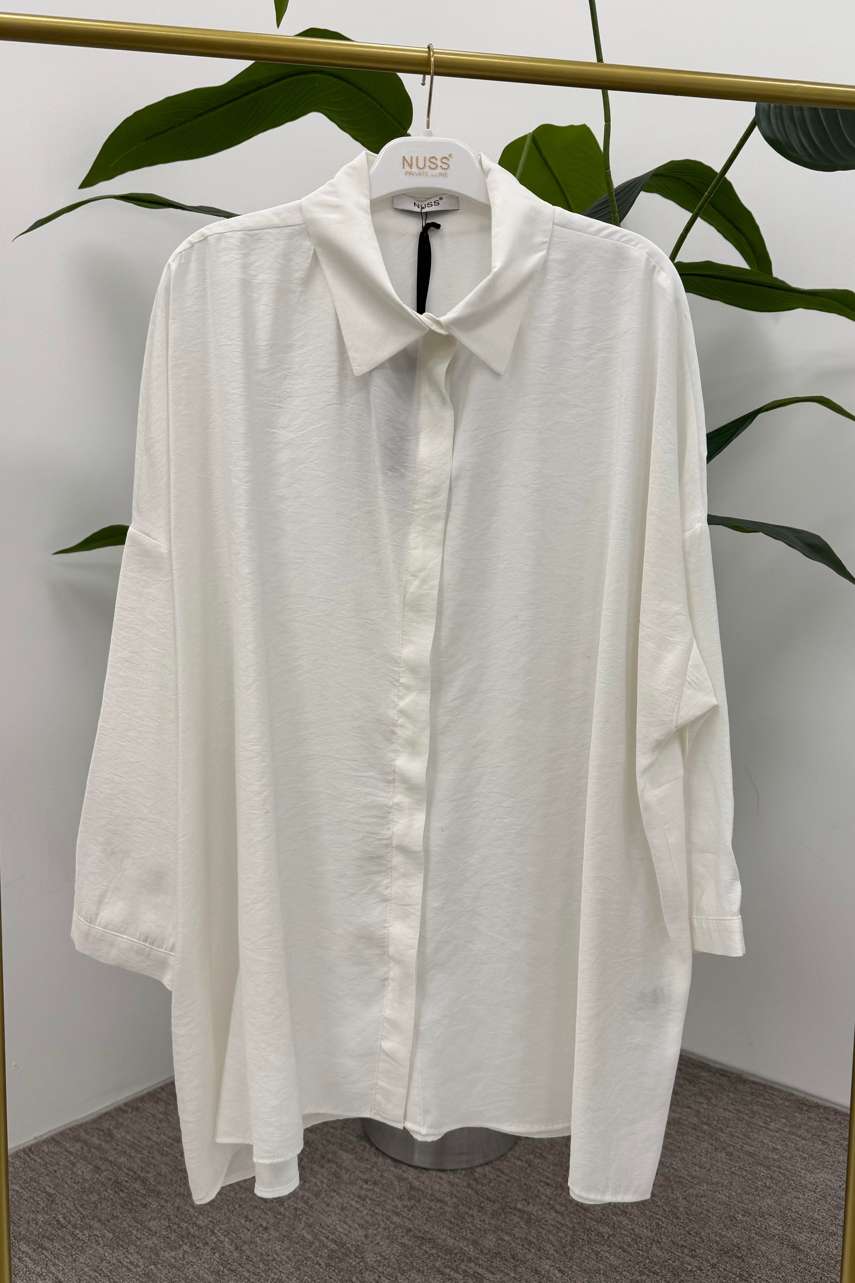 NUSS Nuss 3001 Oversize Basic Gömlek - Ekru  Tunik 
