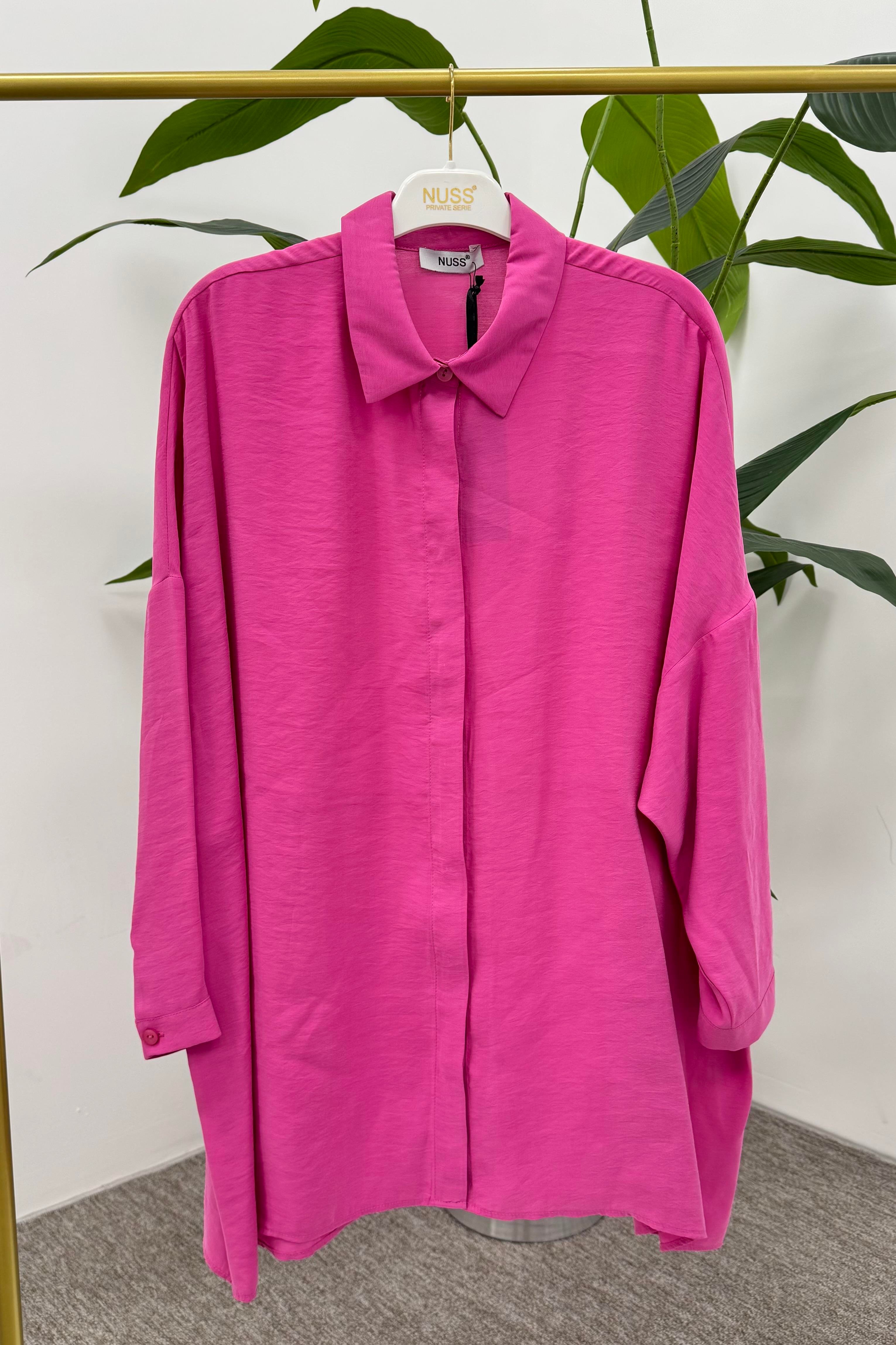 NUSS Nuss 3001 Oversize Basic Gömlek - Fuşya  Tunik 