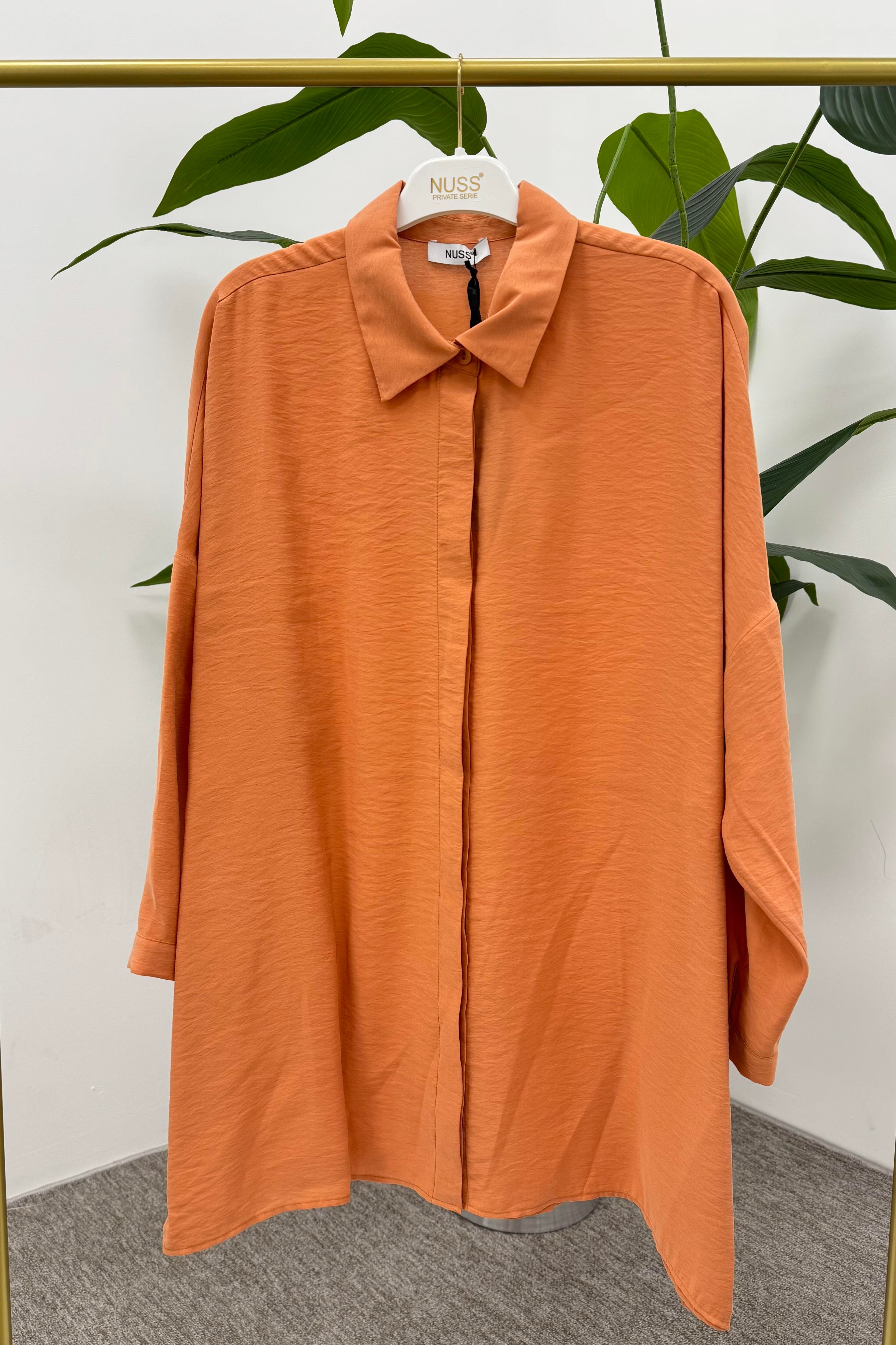 NUSS Nuss 3001 Oversize Basic Gömlek - Oranj  Tunik 