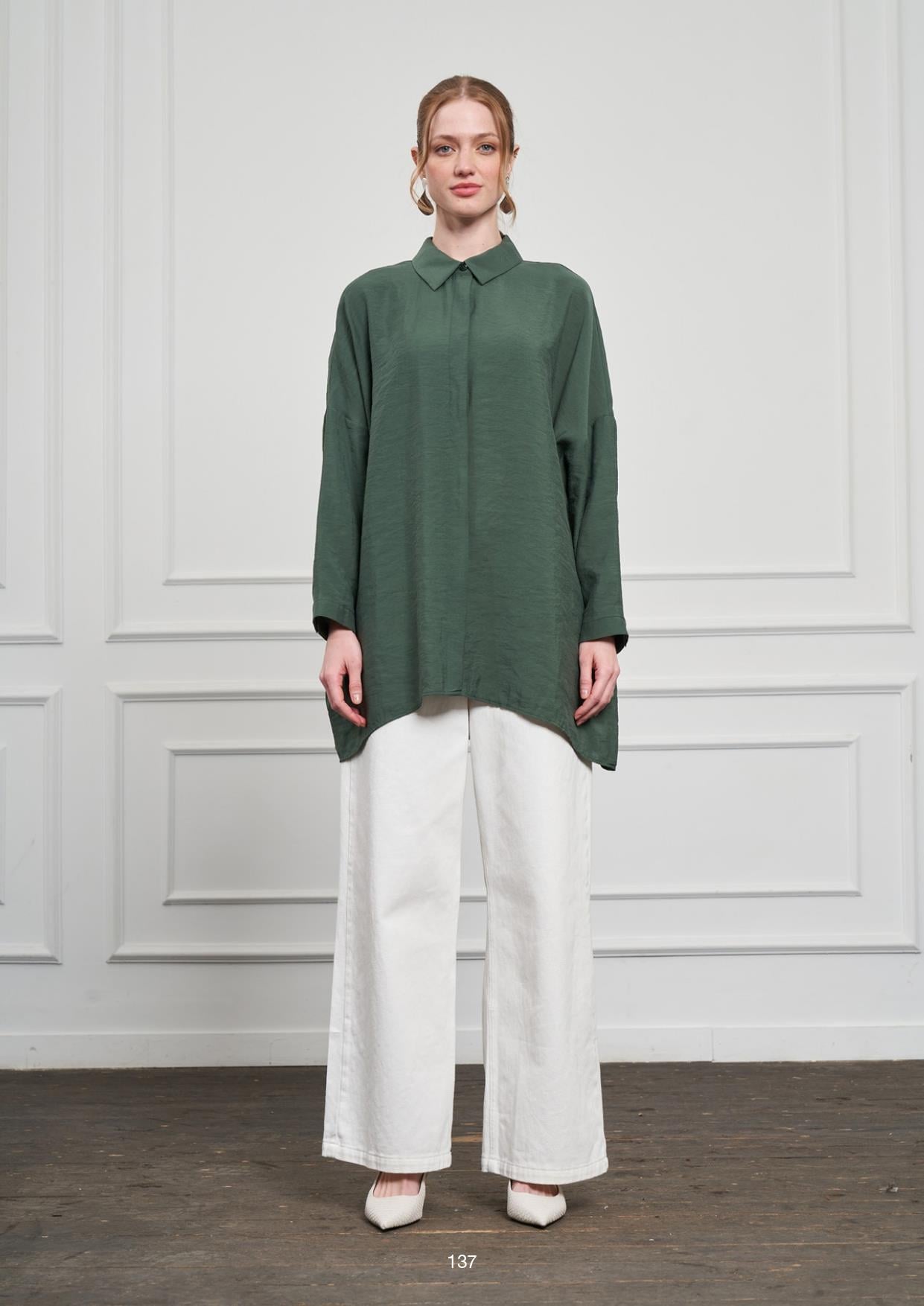 NUSS Nuss 3001 Oversize Basic Gömlek - Turmalin Nuss 3001 Oversize Basic Gömlek - Bilen Giyim Tunik 