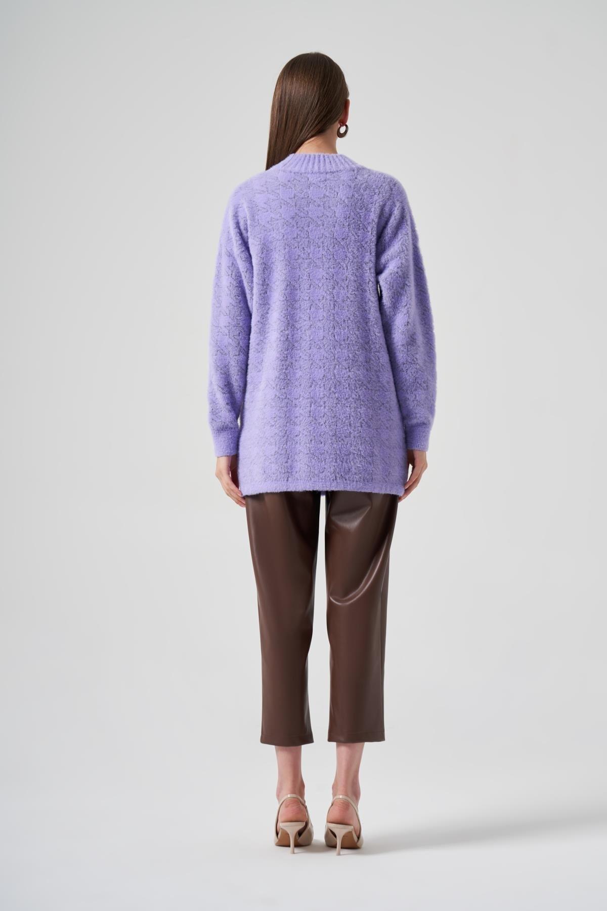 NUSS Nuss 7000 Kazayağı Desen Angora Kazak - Lila  Tunik 