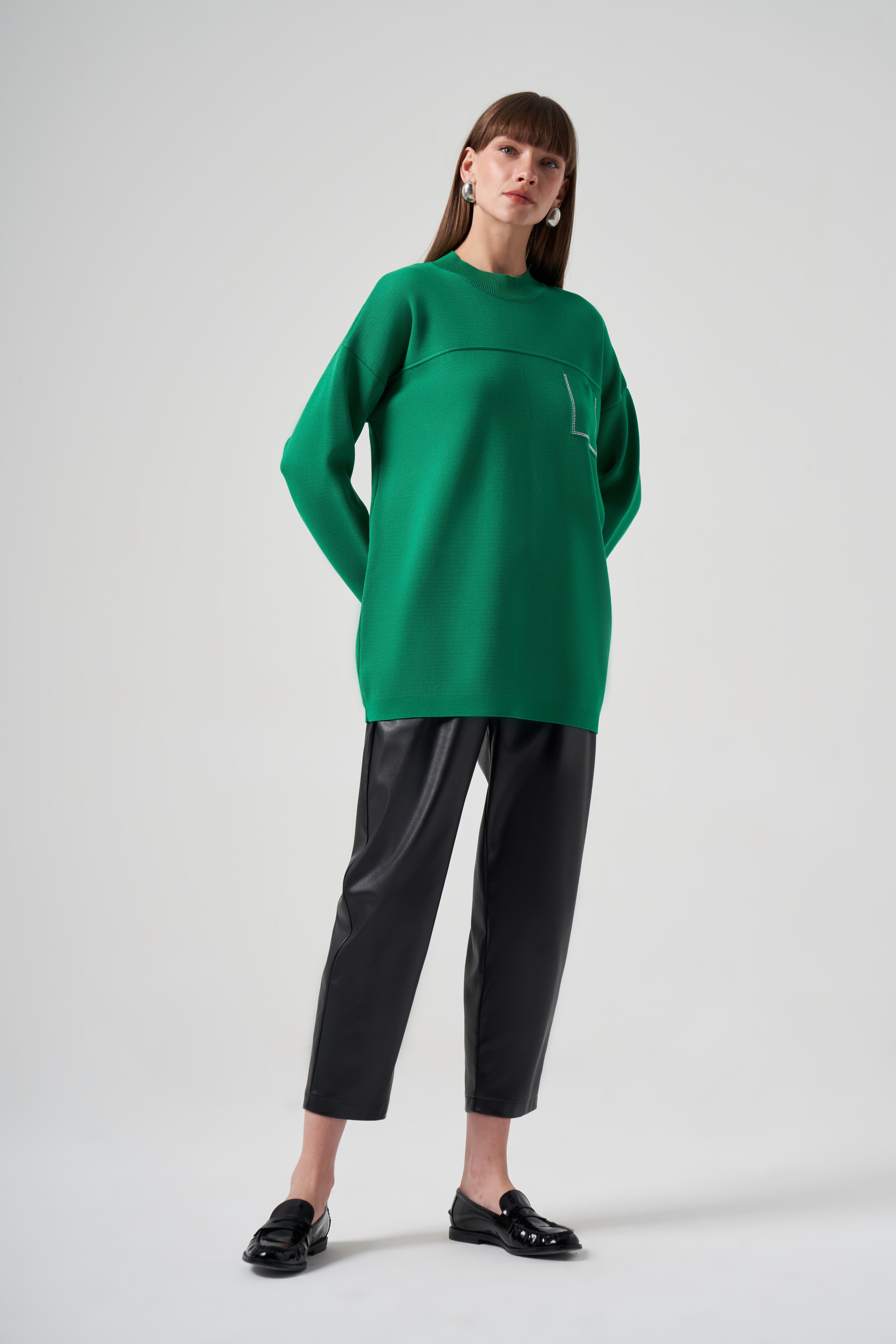 NUSS Nuss 7009 Cep Taş İşlemeli Merserize Tunik - Benetton  Tunik 