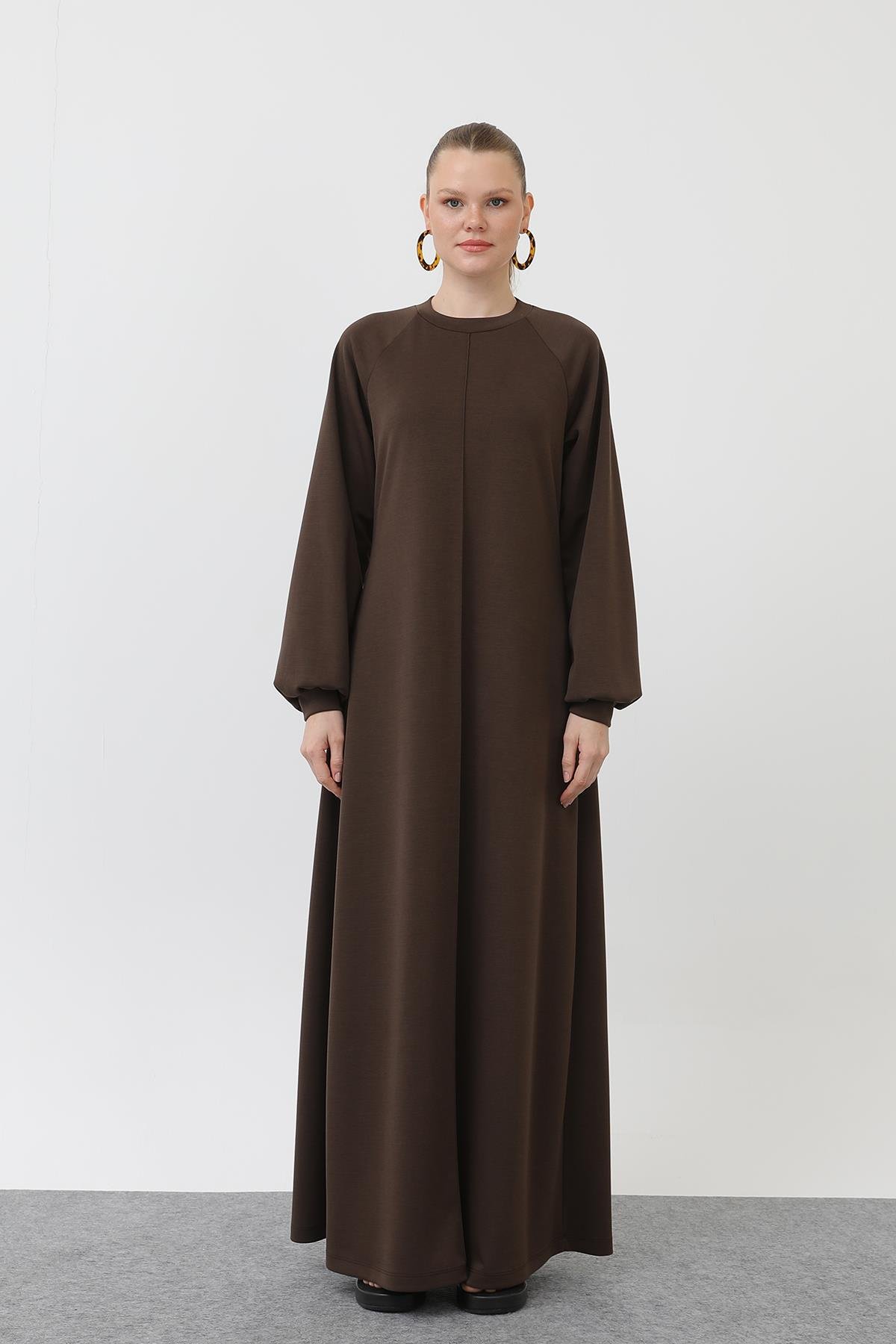 PUANE Ön Nervür Detay Basic Modal Elbise 12557 - Browni Ön Nervür Detay Basic Modal Elbise 12557 - Browni - Bilen Giyim Elbise 