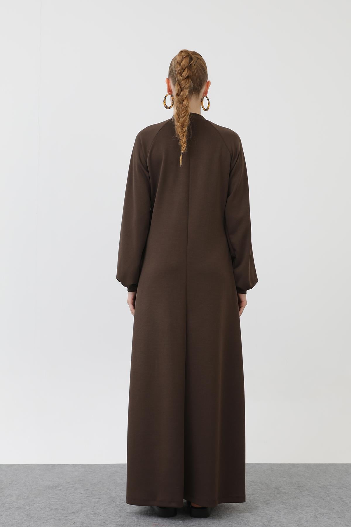PUANE Ön Nervür Detay Basic Modal Elbise 12557 - Browni Ön Nervür Detay Basic Modal Elbise 12557 - Browni - Bilen Giyim Elbise 