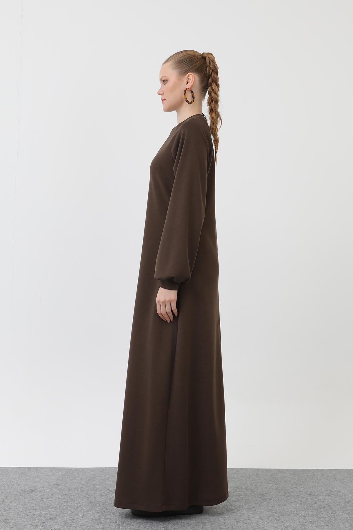PUANE Ön Nervür Detay Basic Modal Elbise 12557 - Browni Ön Nervür Detay Basic Modal Elbise 12557 - Browni - Bilen Giyim Elbise 