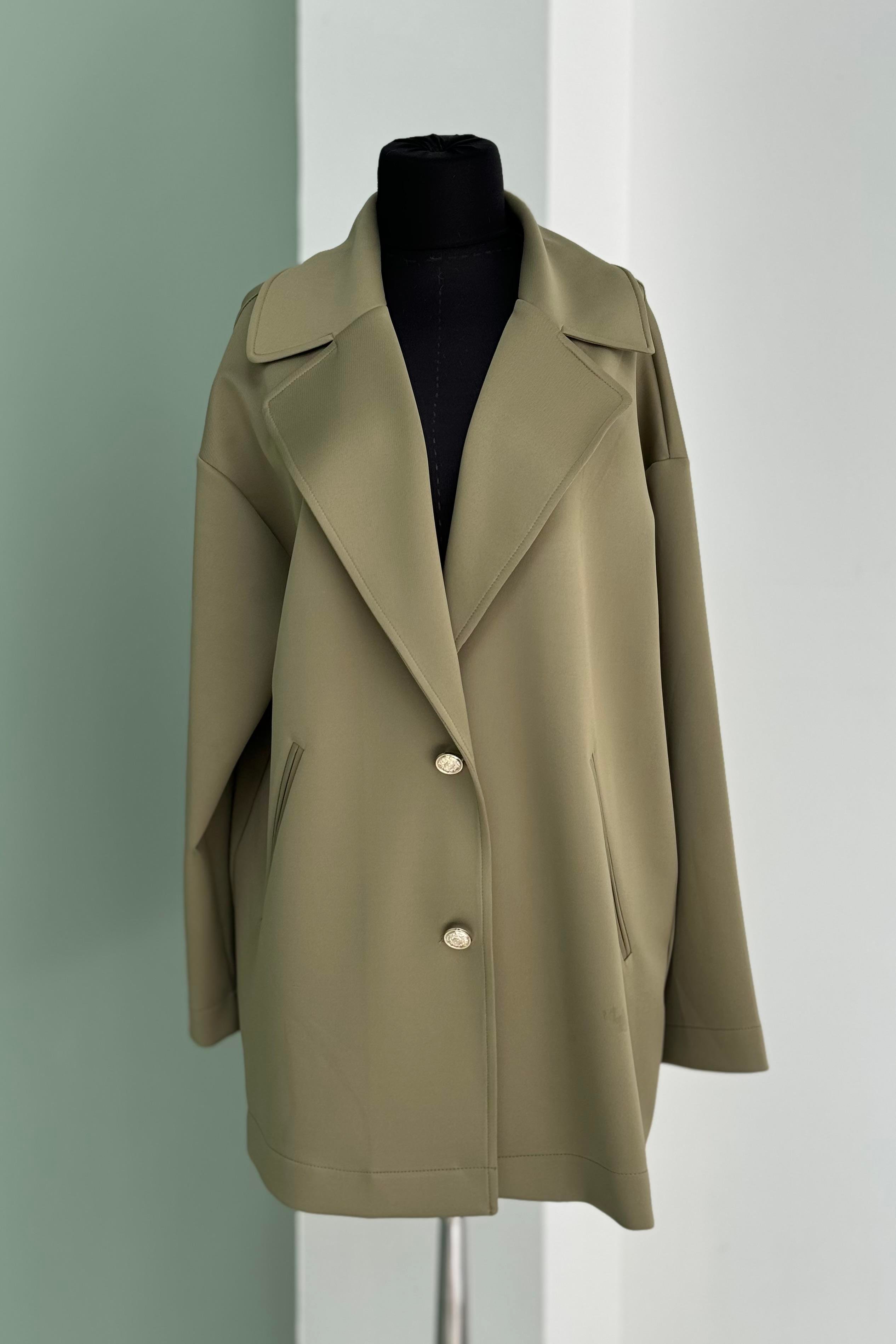 İKOLL Oversize Basıc Ceket 33695 - Haki  Ceket 