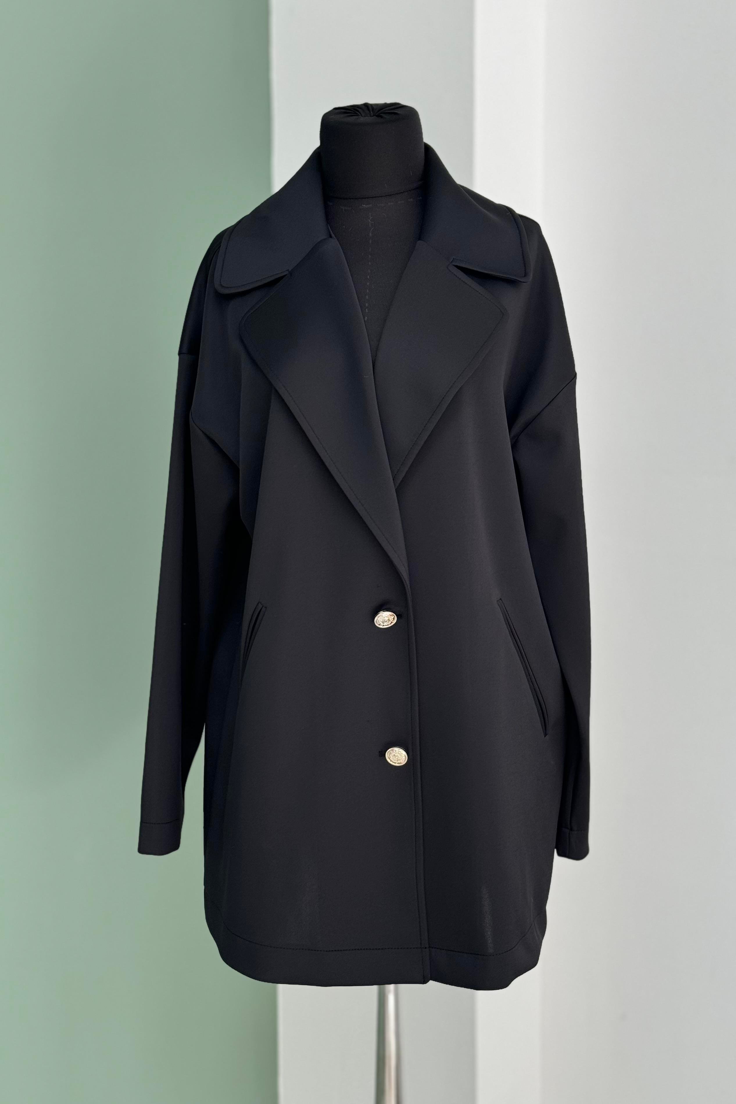 İKOLL Oversize Basıc Ceket 33695 - Siyah  Ceket 