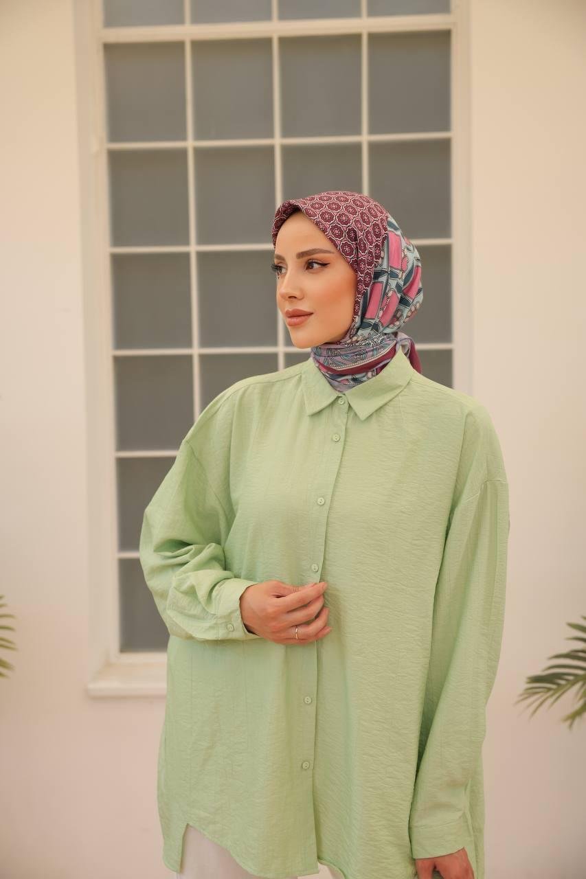 NEFİSE Oversize Yandan Parçalı Gömlek 2441019 - Çağla  Gömlek 
