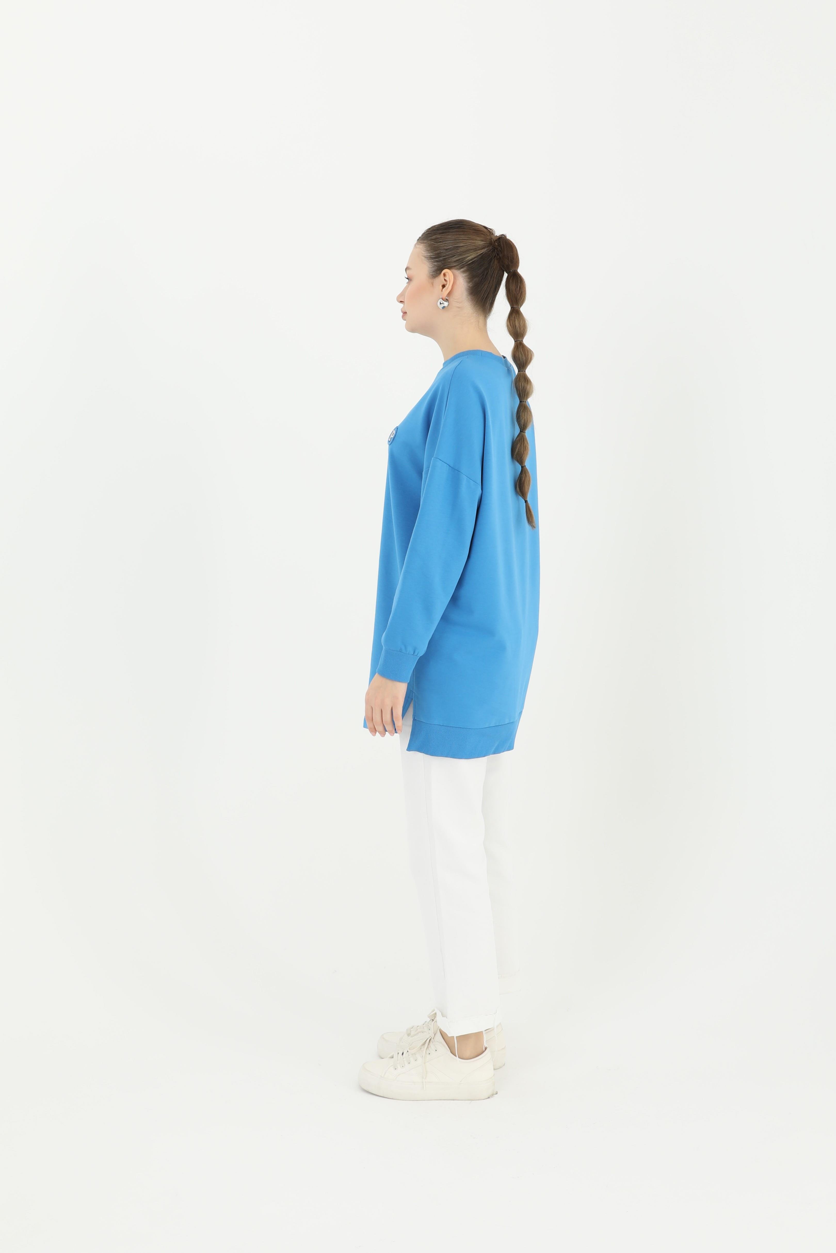 PUANE P Logolu Basic Tunik 10379 - Mavi P Logolu Basic Tunik 10379 - Mavi Tunik Bilen Giyim Tunik