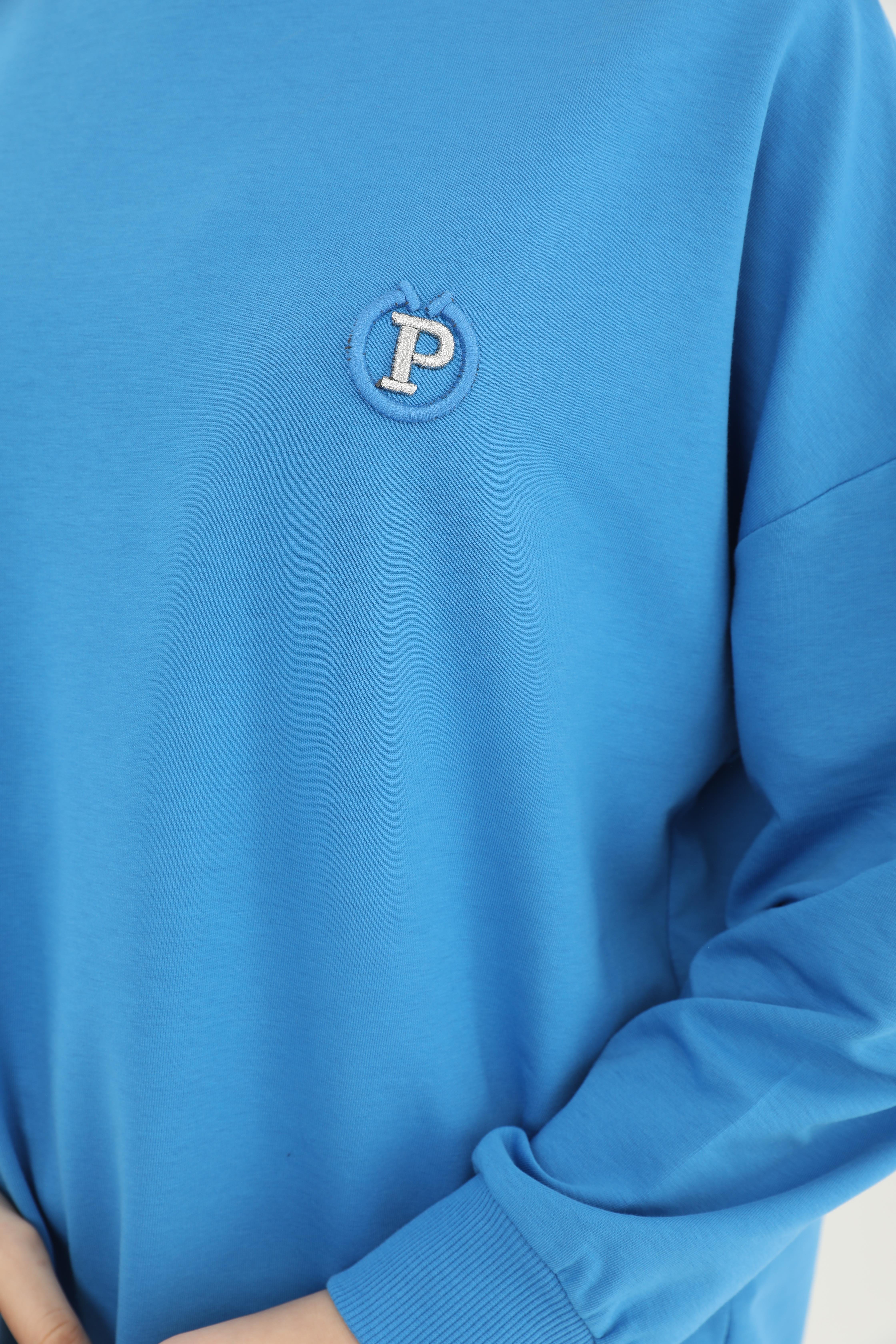 PUANE P Logolu Basic Tunik 10379 - Mavi P Logolu Basic Tunik 10379 - Mavi Tunik Bilen Giyim Tunik