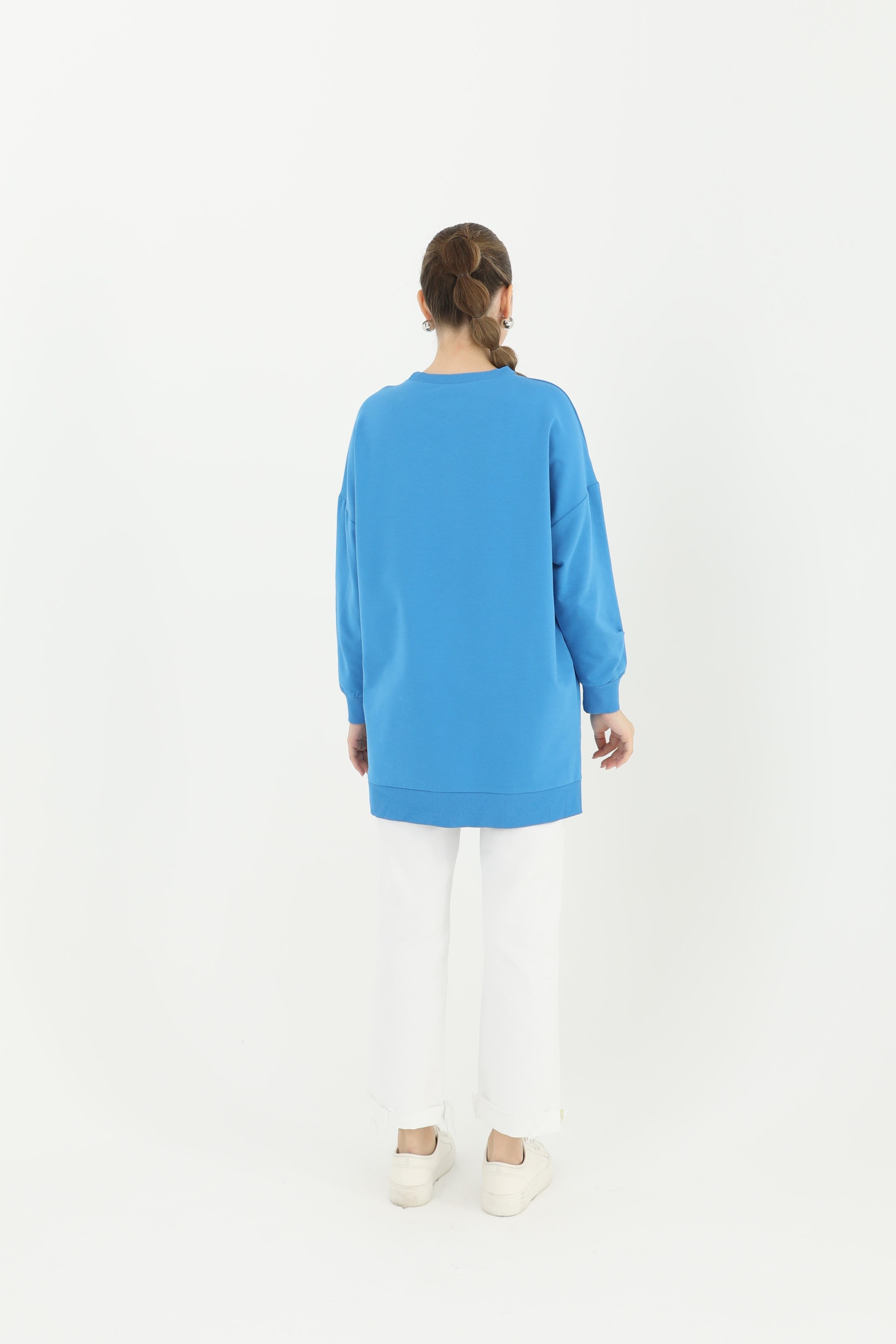 PUANE P Logolu Basic Tunik 10379 - Mavi P Logolu Basic Tunik 10379 - Mavi Tunik Bilen Giyim Tunik