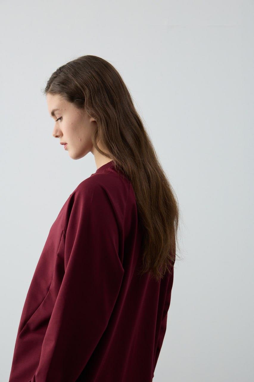 Ekrutex Parçalı Basic Sweat Tunik 2838 - Bordo Parçalı Basic Sweat Tunik 2838 - Bordo - Bilen Giyim Tunik 