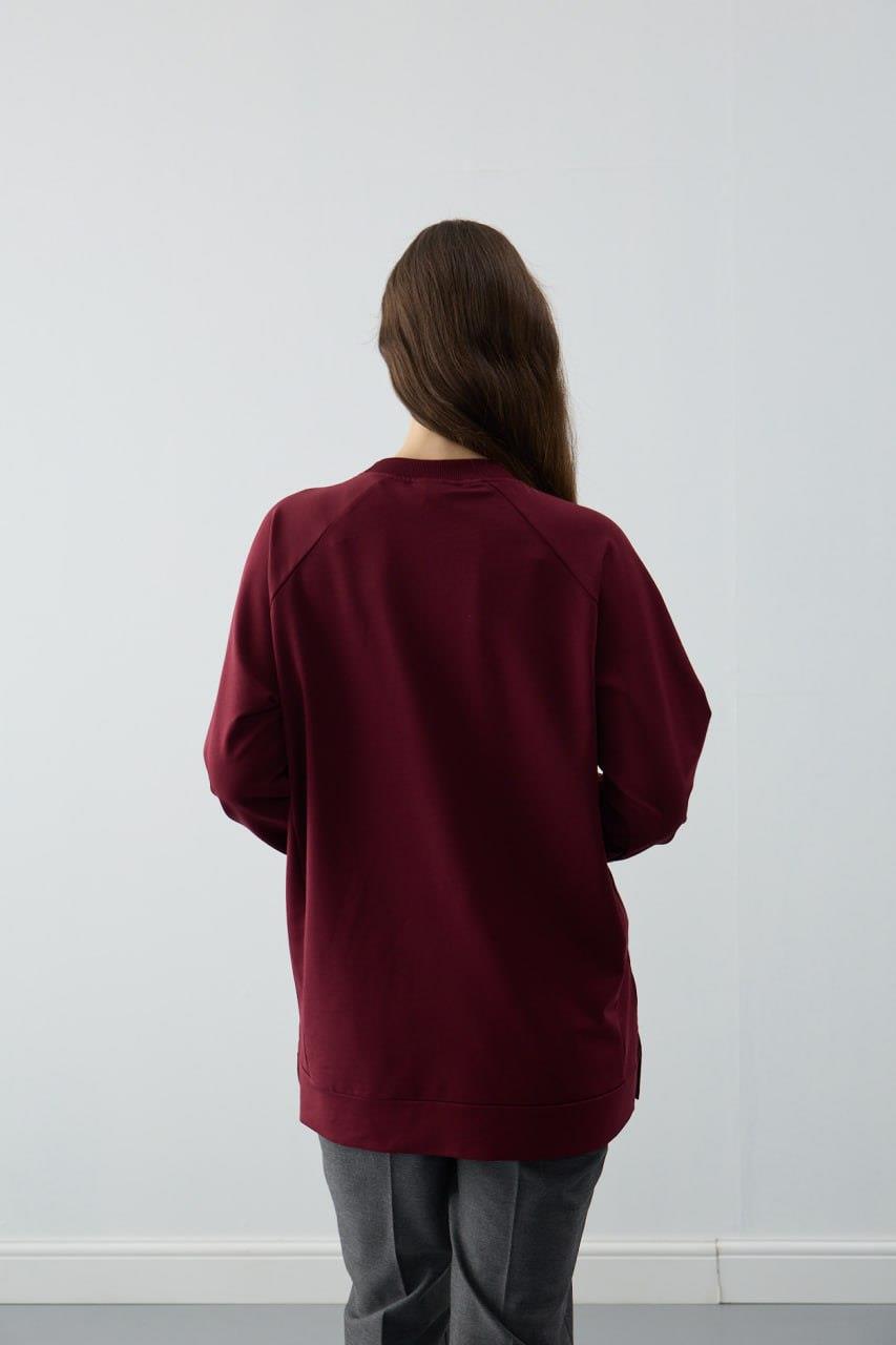 Ekrutex Parçalı Basic Sweat Tunik 2838 - Bordo Parçalı Basic Sweat Tunik 2838 - Bordo - Bilen Giyim Tunik 