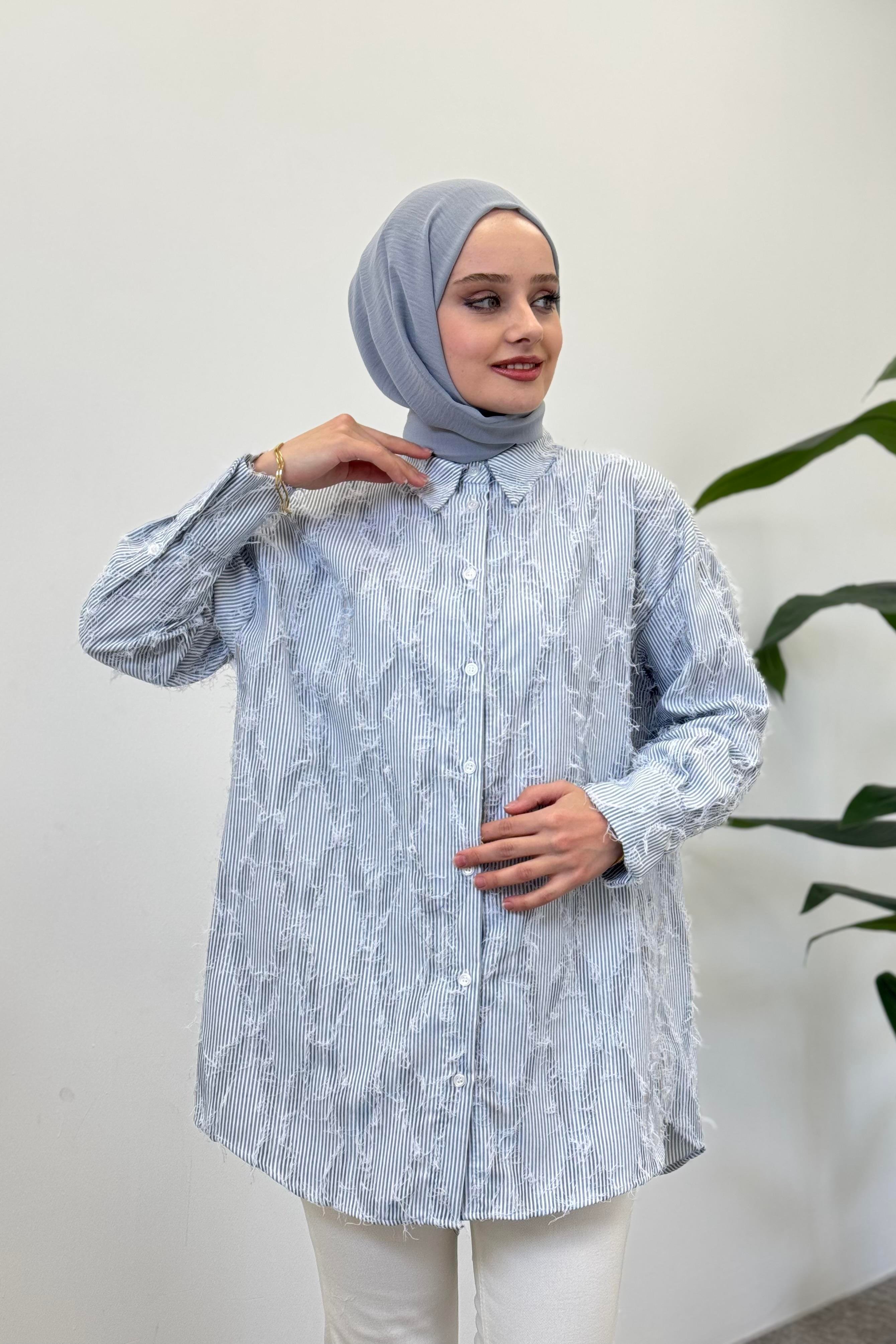 FUSHYA Püskül Detaylı Tunik 51044 - İndigo Püskül Detaylı Tunik 51044 - İndigo - Bilen Giyim Tunik 