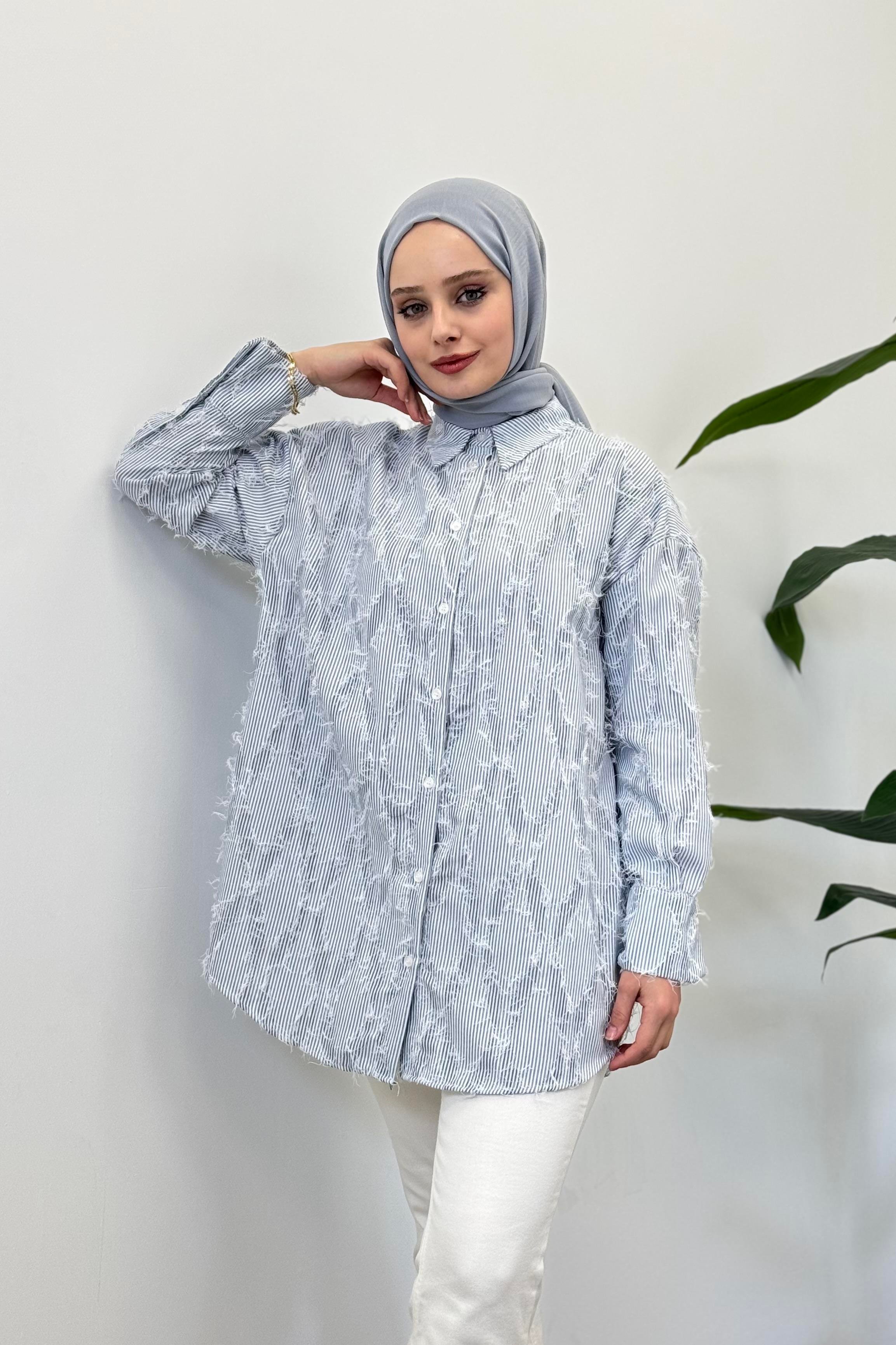 FUSHYA Püskül Detaylı Tunik 51044 - İndigo Püskül Detaylı Tunik 51044 - İndigo - Bilen Giyim Tunik 