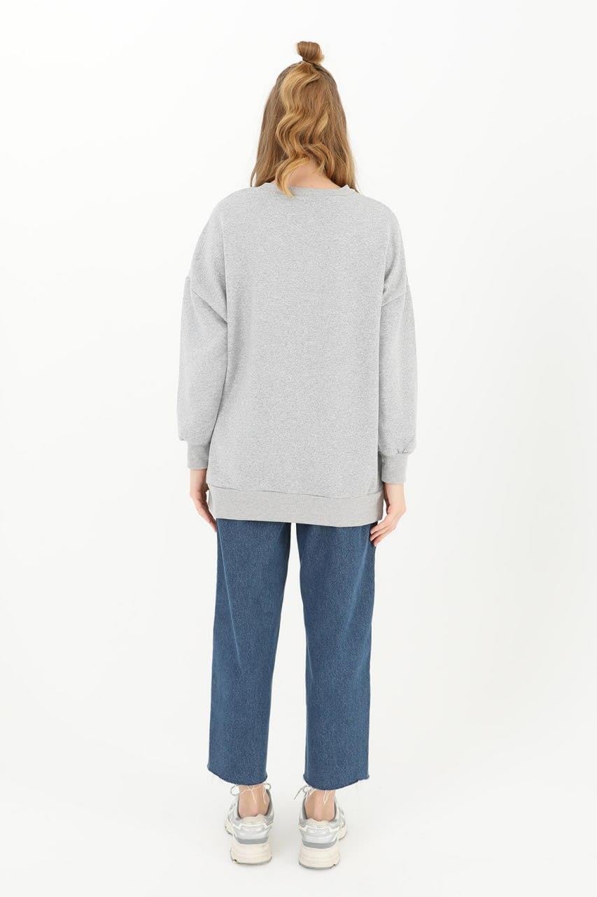 PUANE Şardonlu Basic Sweat 32108 - Gri  Sweatshirt 