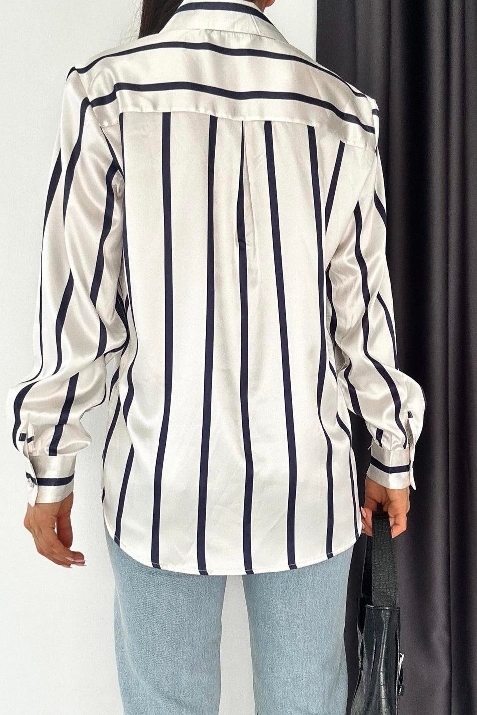 Radica Fashion Saten Gömlek 5901 - Çizgili  Bluz & Gömlek