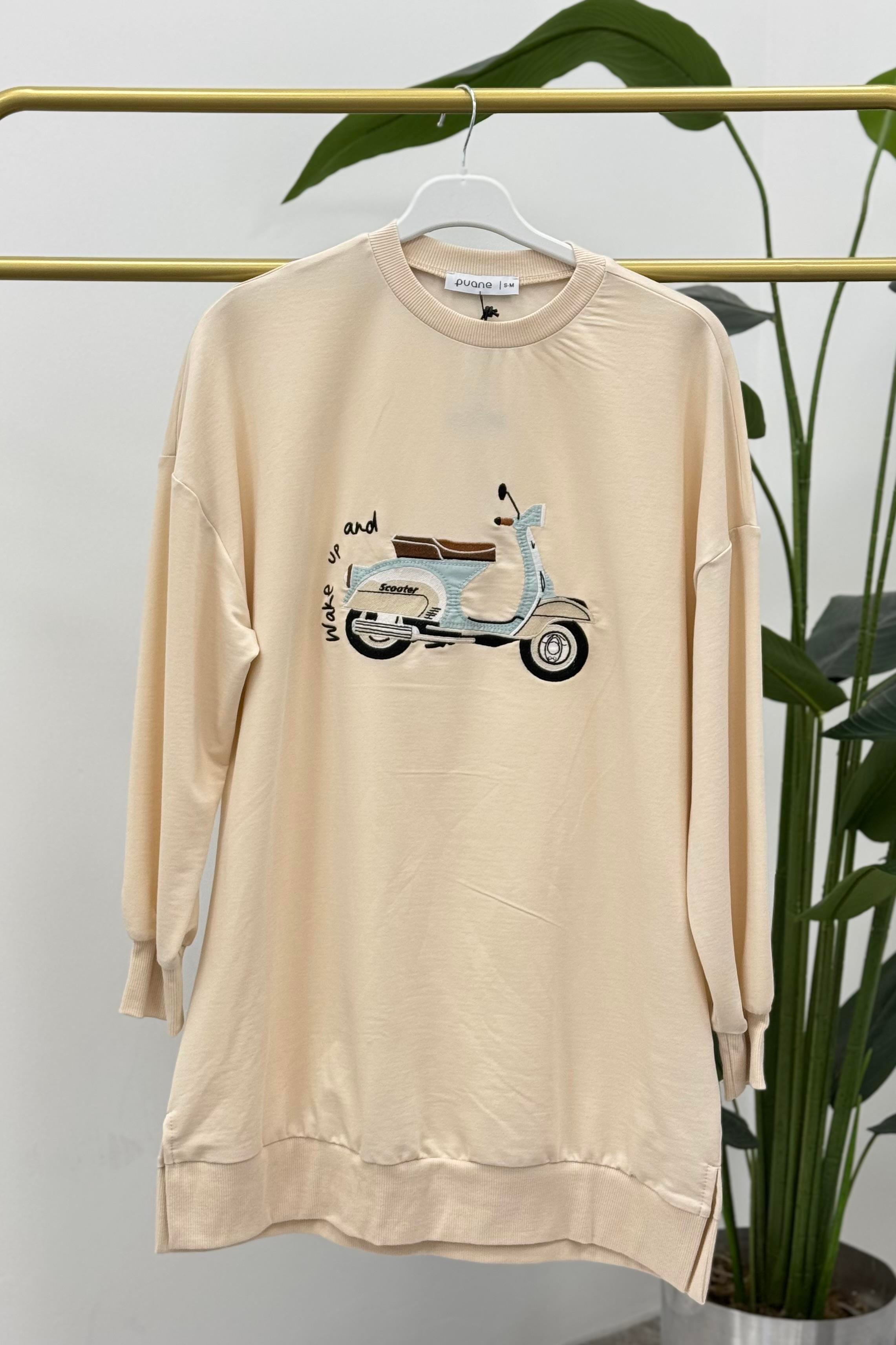 PUANE Scooter Nakış İşlemeli Tunik 10636 - Bej  Tunik 