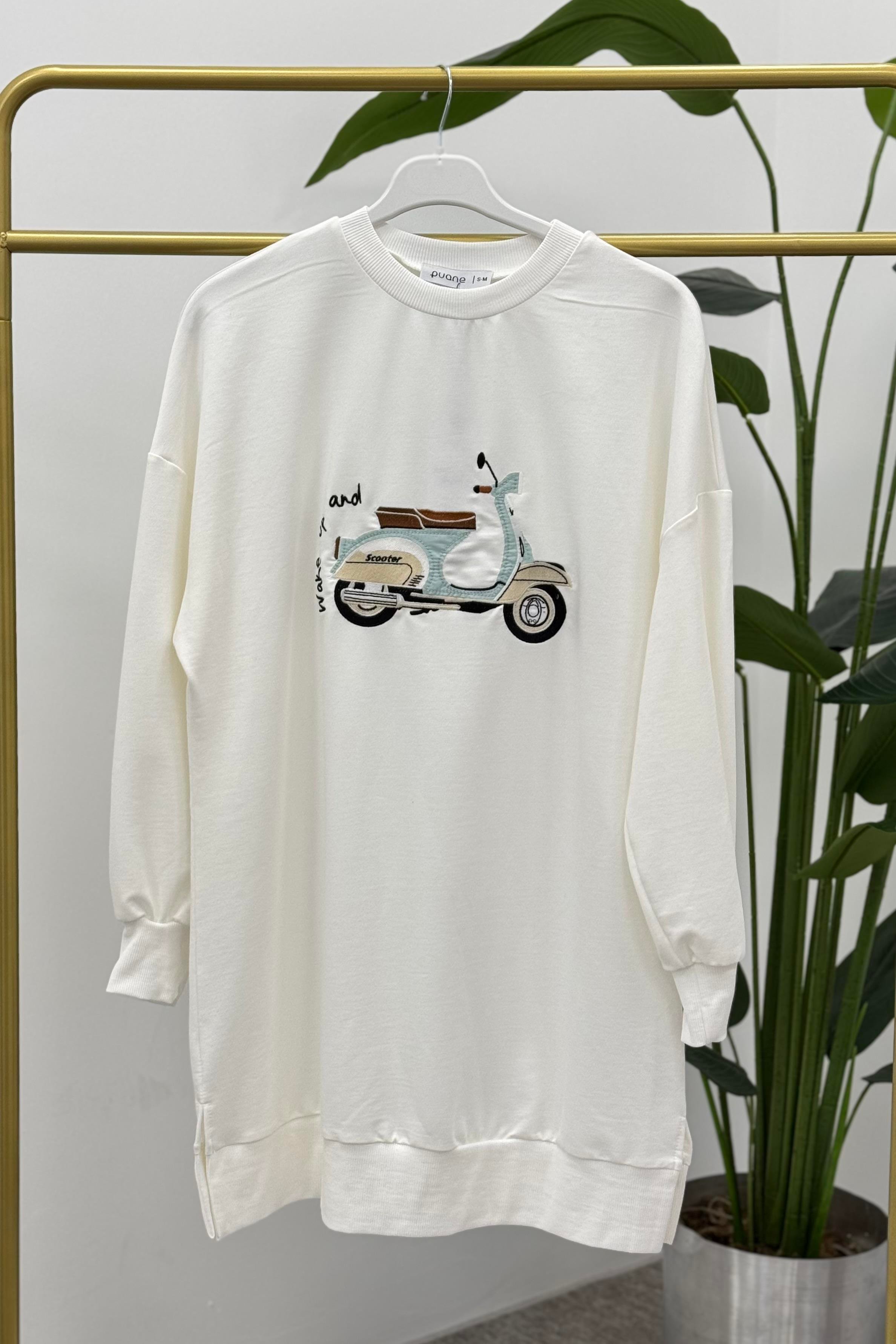 PUANE Scooter Nakış İşlemeli Tunik 10636 - Ekru  Tunik 