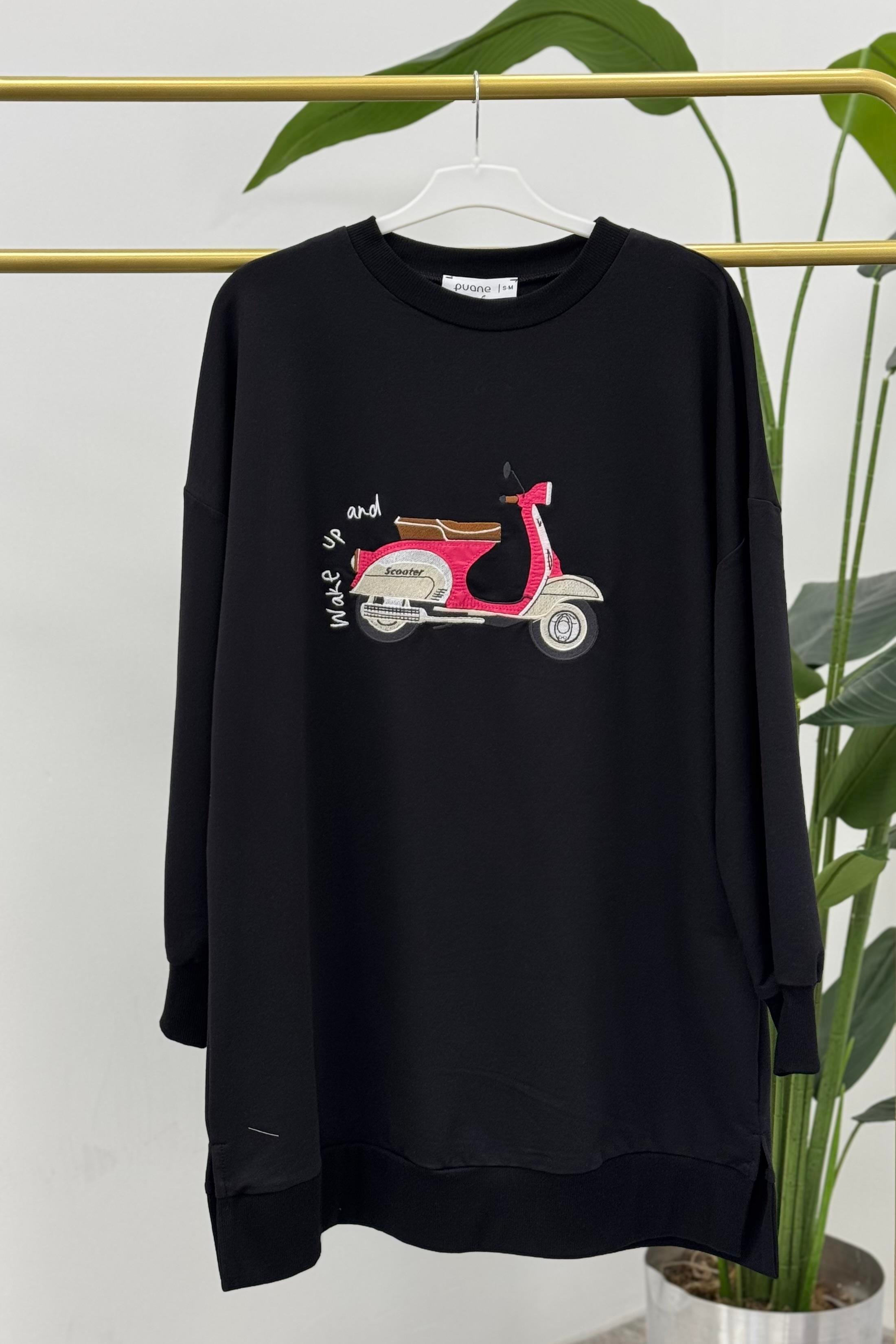 PUANE Scooter Nakış İşlemeli Tunik 10636 - Siyah  Tunik 