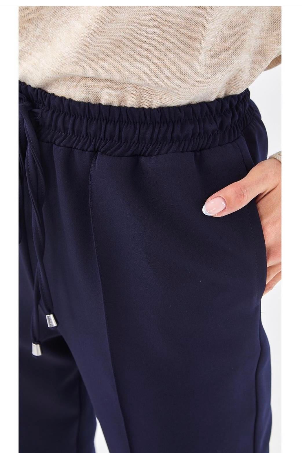 Sentez Sentez 153 Yandan Cepli Bağcıklı Pantolon - Lacivert  Pantolon