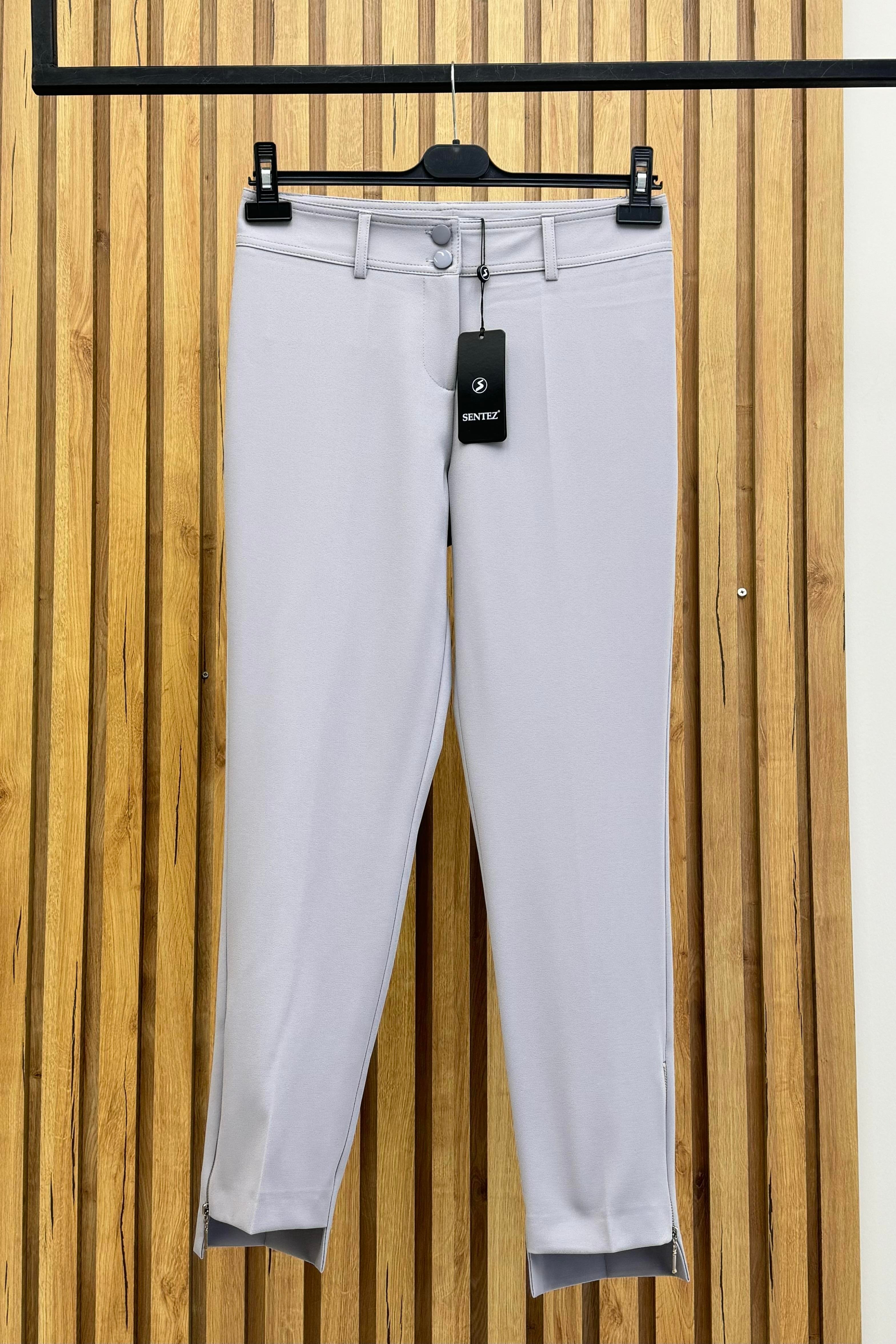 Sentez Sentez 5535 Paçası Fermuarlı Classic Pantolon - Gri  Pantolon