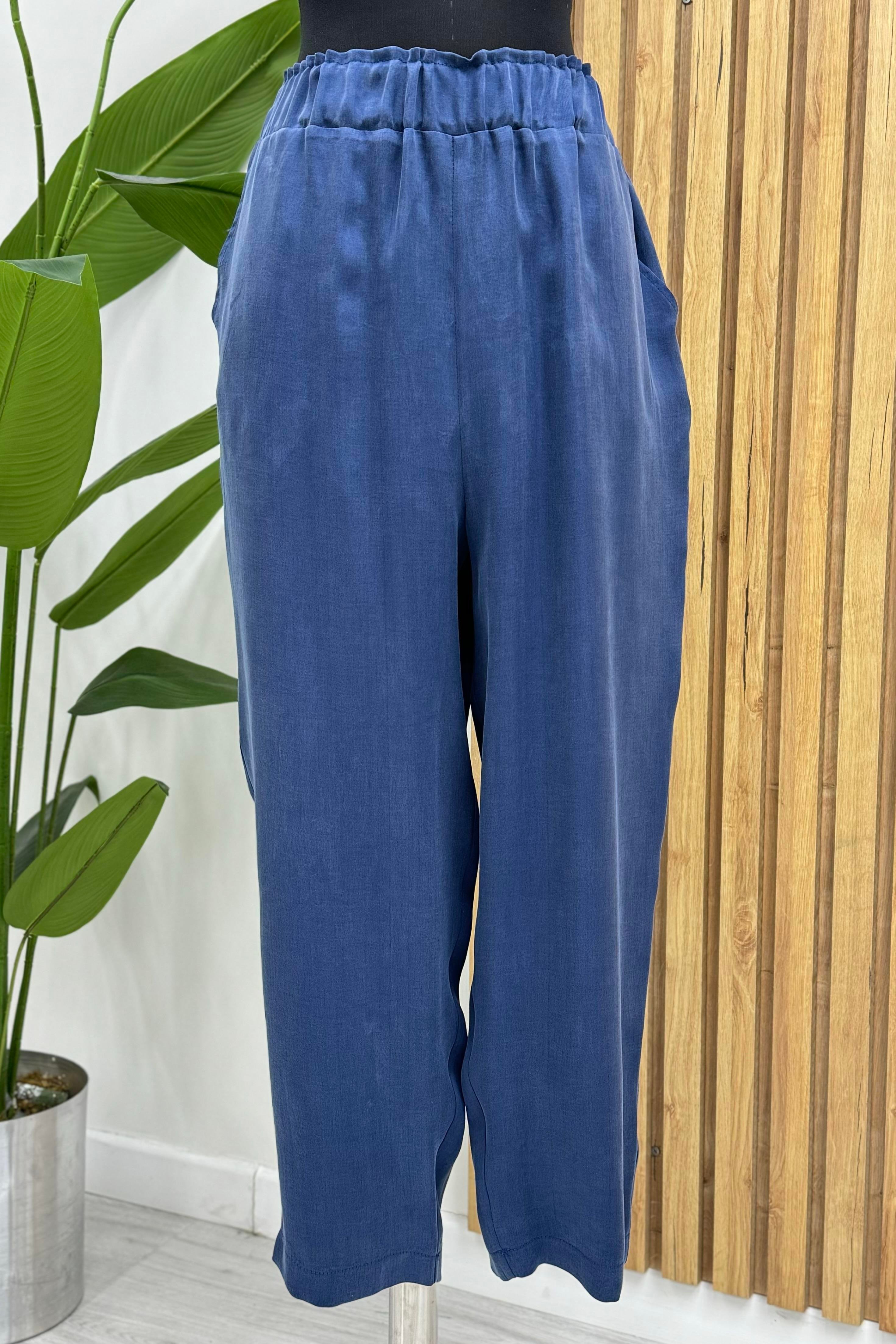 Sentez Sentez 5555 Qupra Rahat Kalıp Pantolon - İndigo  Pantolon