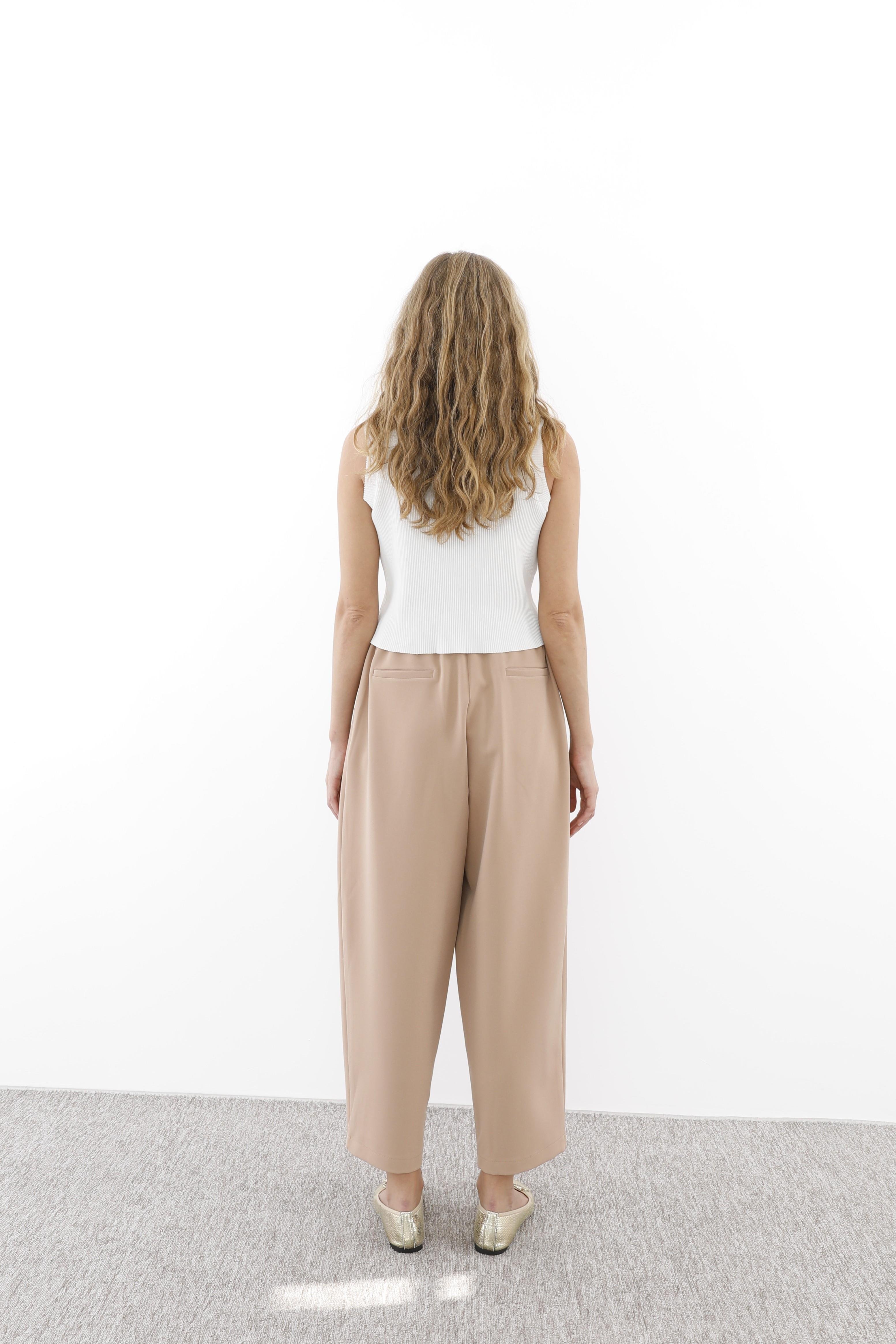 Sentez Sentez 5567 Arkası Lastikli Pileli Pantolon - Camel  Pantolon 