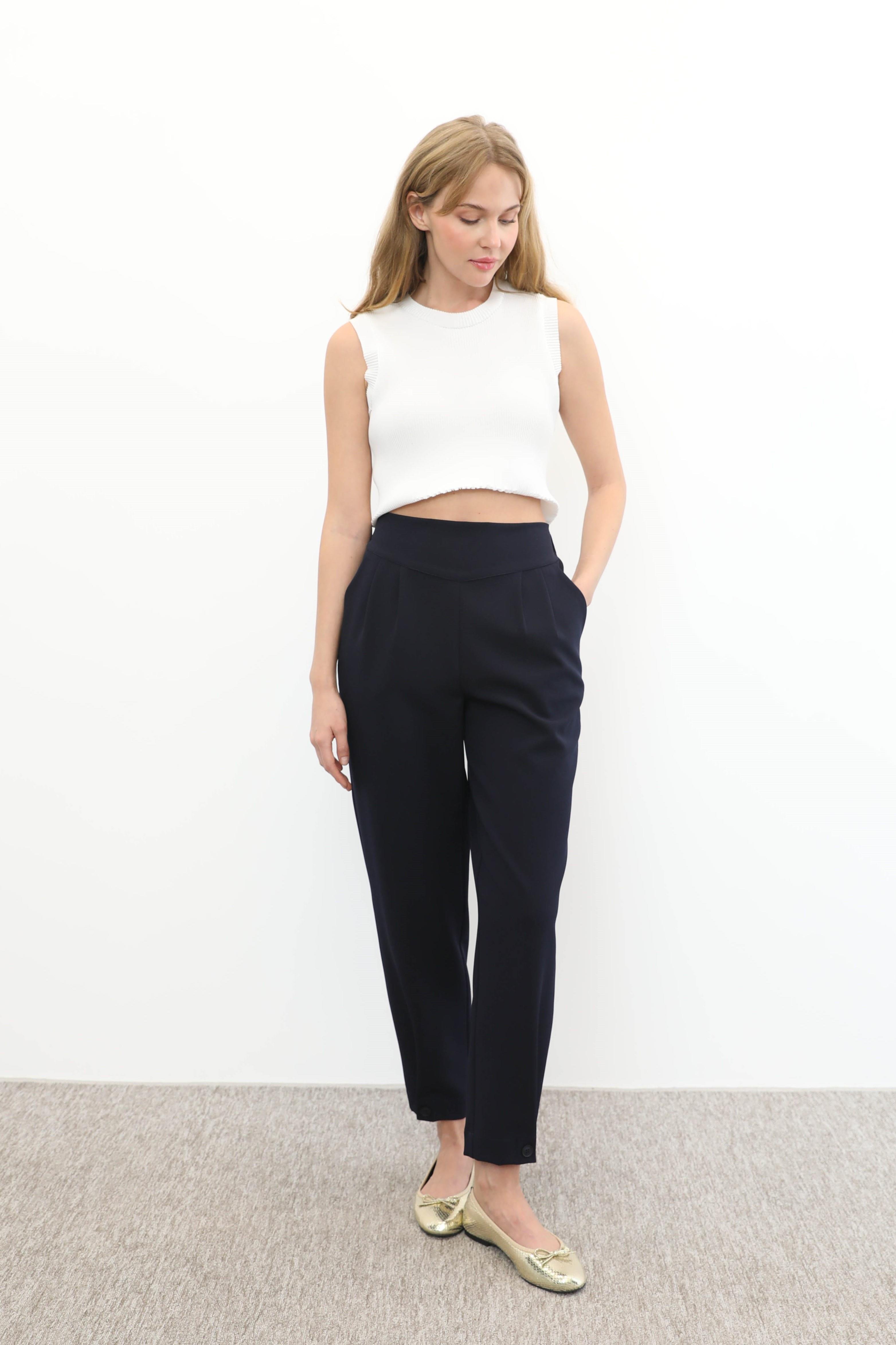 Sentez Sentez 5574 Paça Düğme Detaylı Pantolon - Lacivert Sentez 5574 Paça Düğme Detaylı Pantolon - Lacivert - Bilen Giyim Pantolon 