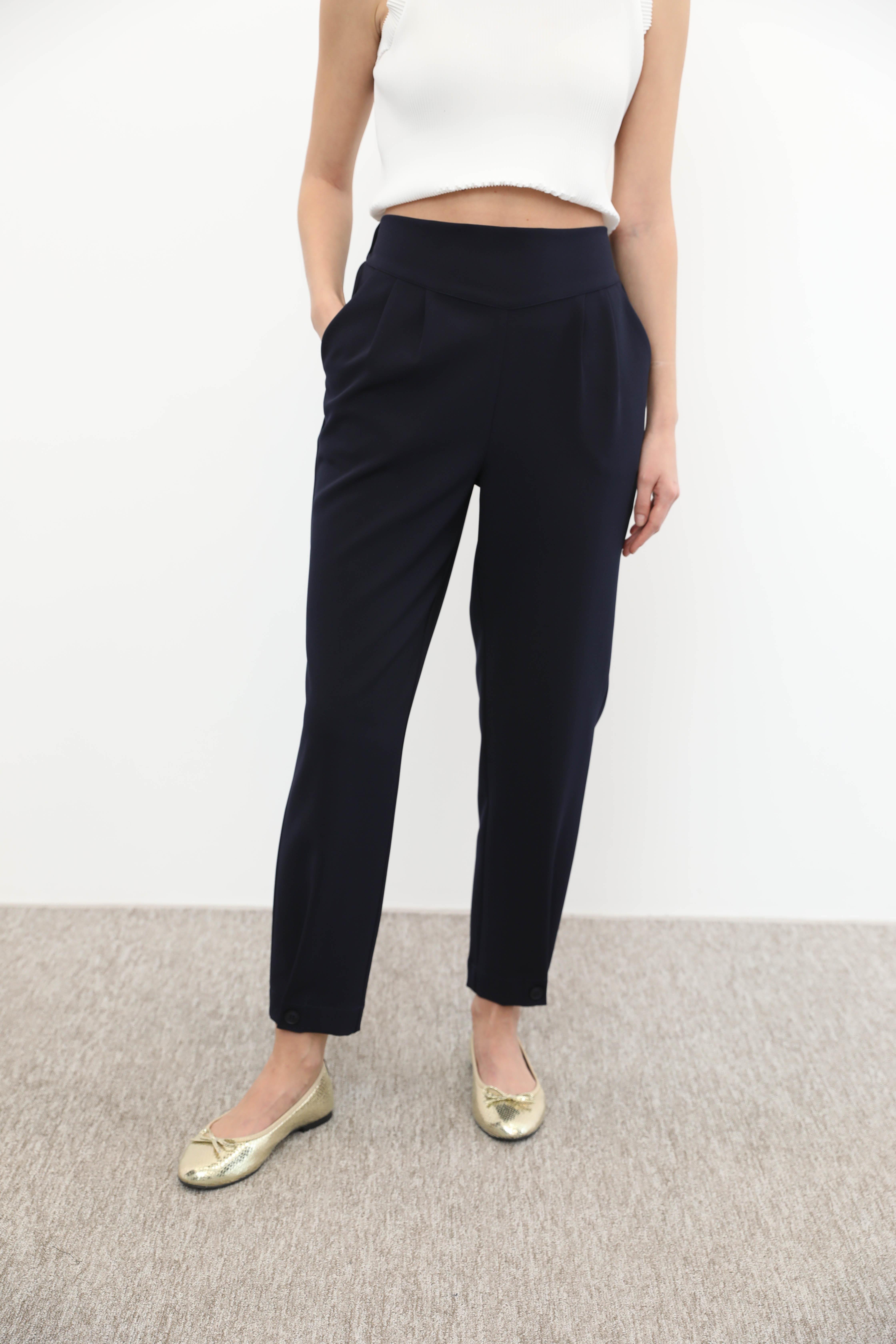 Sentez Sentez 5574 Paça Düğme Detaylı Pantolon - Lacivert Sentez 5574 Paça Düğme Detaylı Pantolon - Lacivert - Bilen Giyim Pantolon 