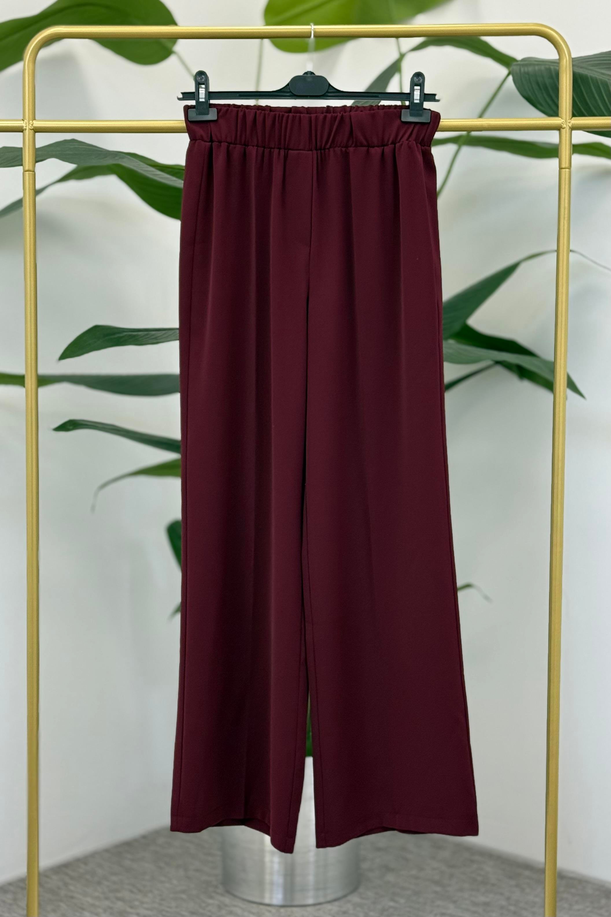 SENTEZ Sentez 5580 Colmar Beli Lastikli Geniş Paça Pantolon - Bordo Sentez 5580 Colmar Beli Lastikli Geniş Paça Pantolon - Bilen Giyim Pantolon 