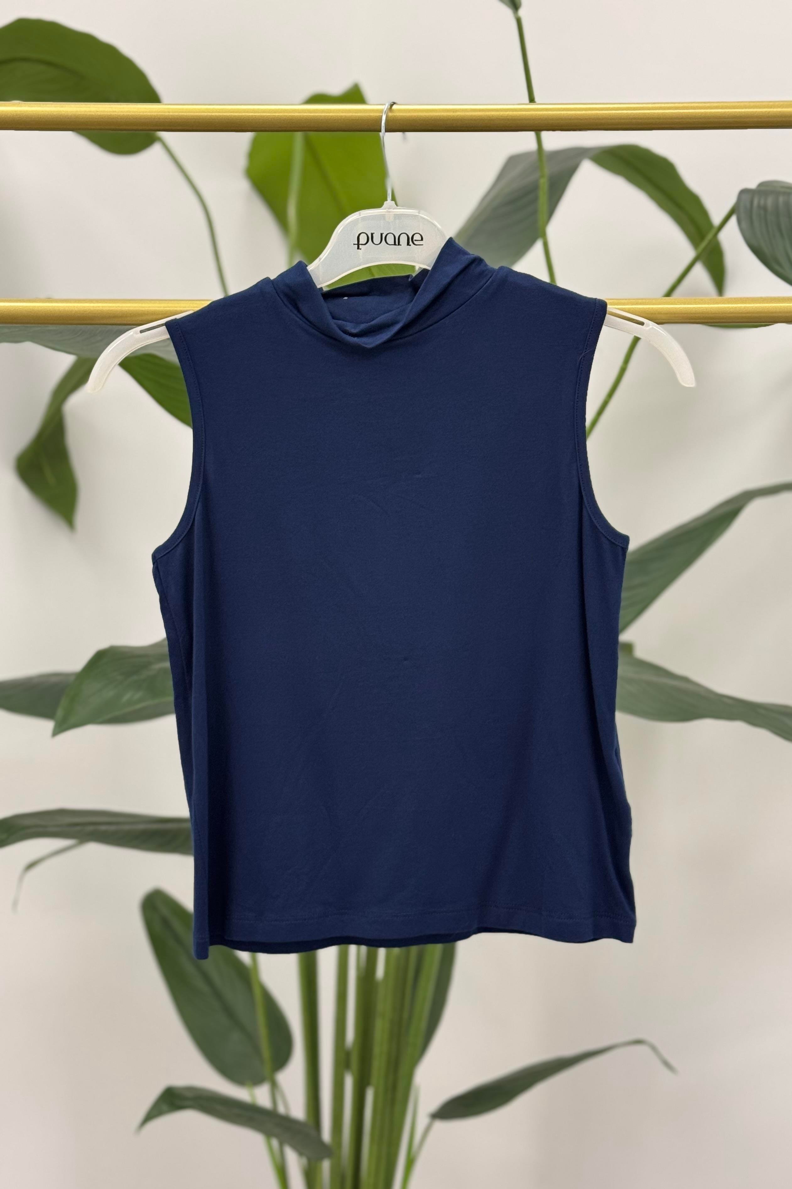 PUANE Sıfır Kol Balıkçı Yaka Tshirt İçlik 40005 - F.Navy Sıfır Kol Balıkçı Yaka Tshirt İçlik 40005 - Bilen Giyim İçlik 
