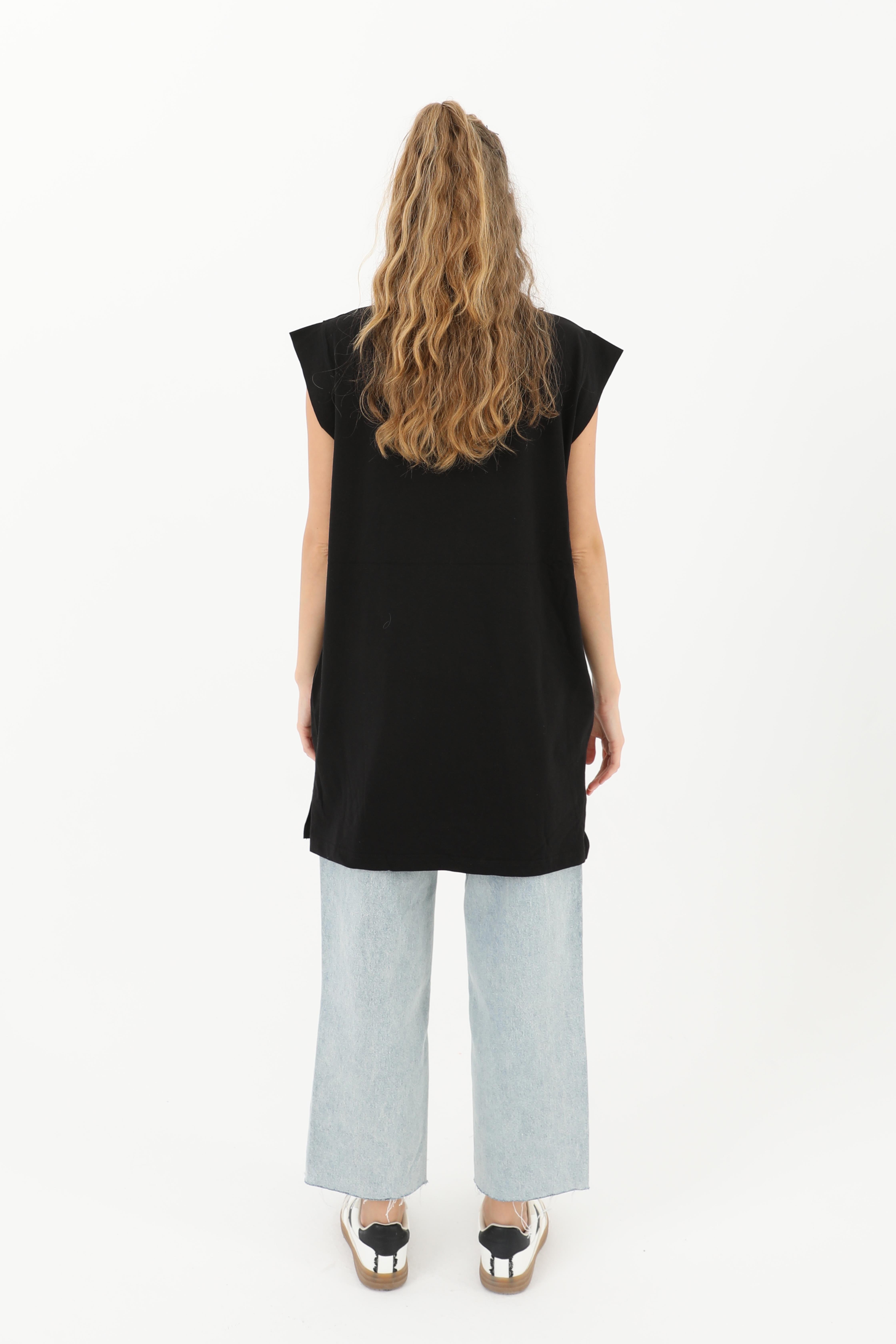 PUANE Sıfır Kol Basic T-shirt 30725 - Siyah Sıfır Kol Basic T-shirt 30725 - Bilen Giyim T-shirt 