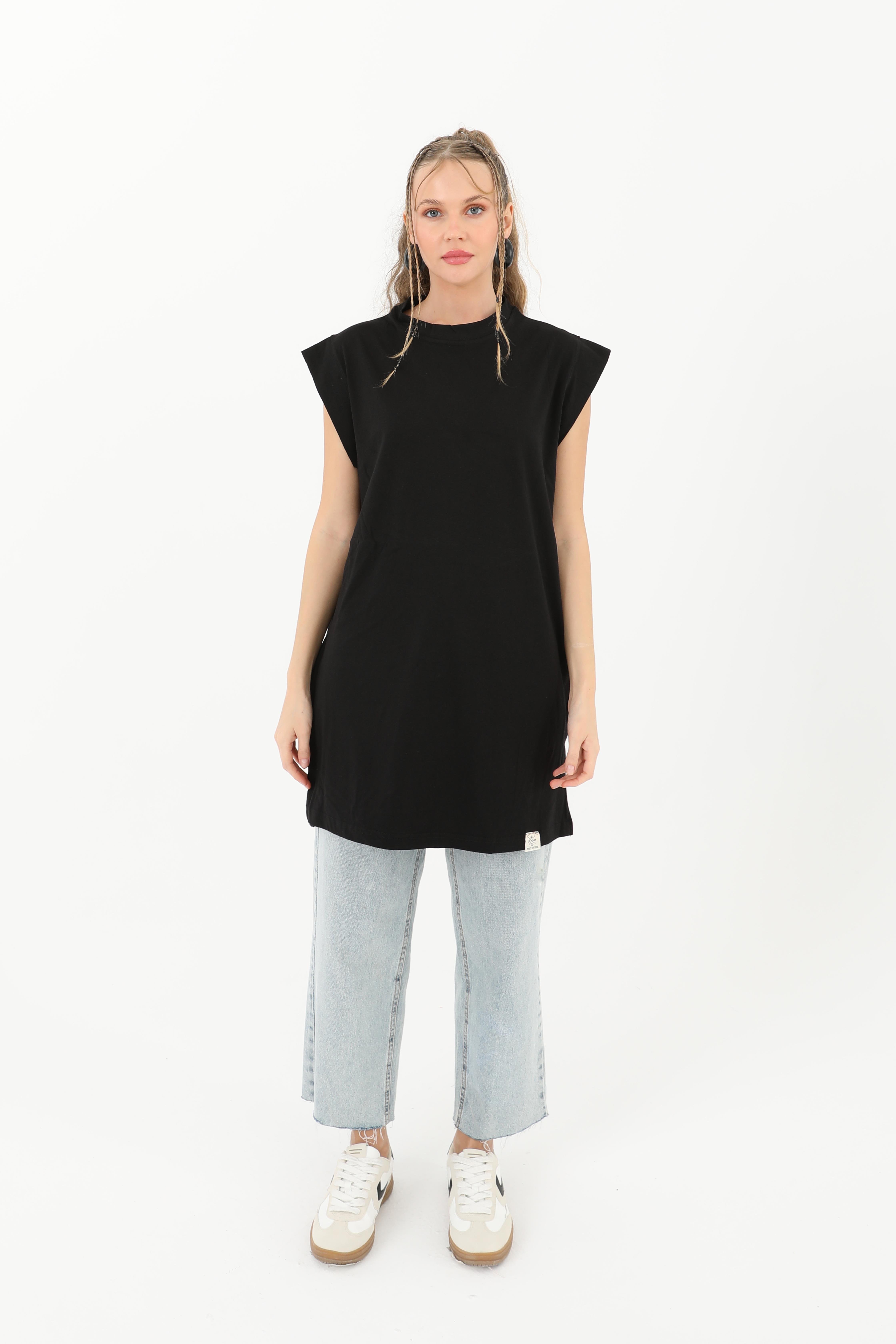PUANE Sıfır Kol Basic T-shirt 30725 - Siyah Sıfır Kol Basic T-shirt 30725 - Bilen Giyim T-shirt 