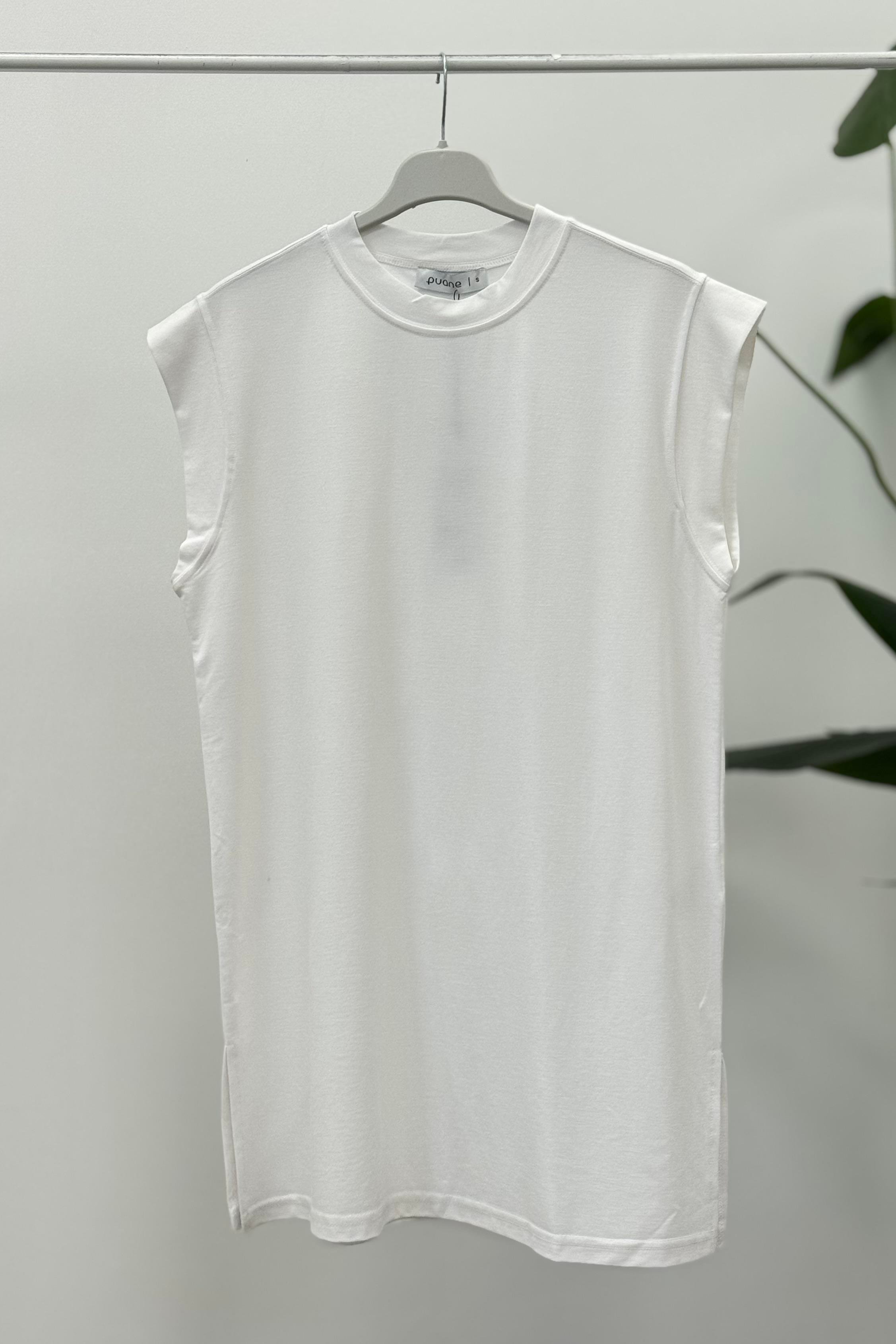 PUANE Sıfır Kol Modal İçlik T-shirt 40008 - Ekru Sıfır Kol Modal İçlik T-shirt 40008 - Bilen Giyim İçlik 