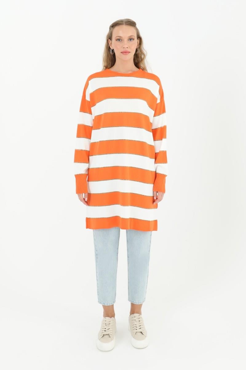PUANE Sim Geçişli Merserize Tunik 10549 - Oranj  Tunik 